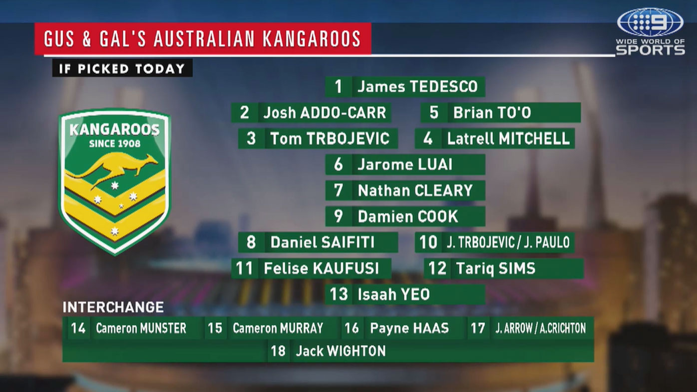 Phil Gould and Paul Gallen's prospective Kangaroos squad.