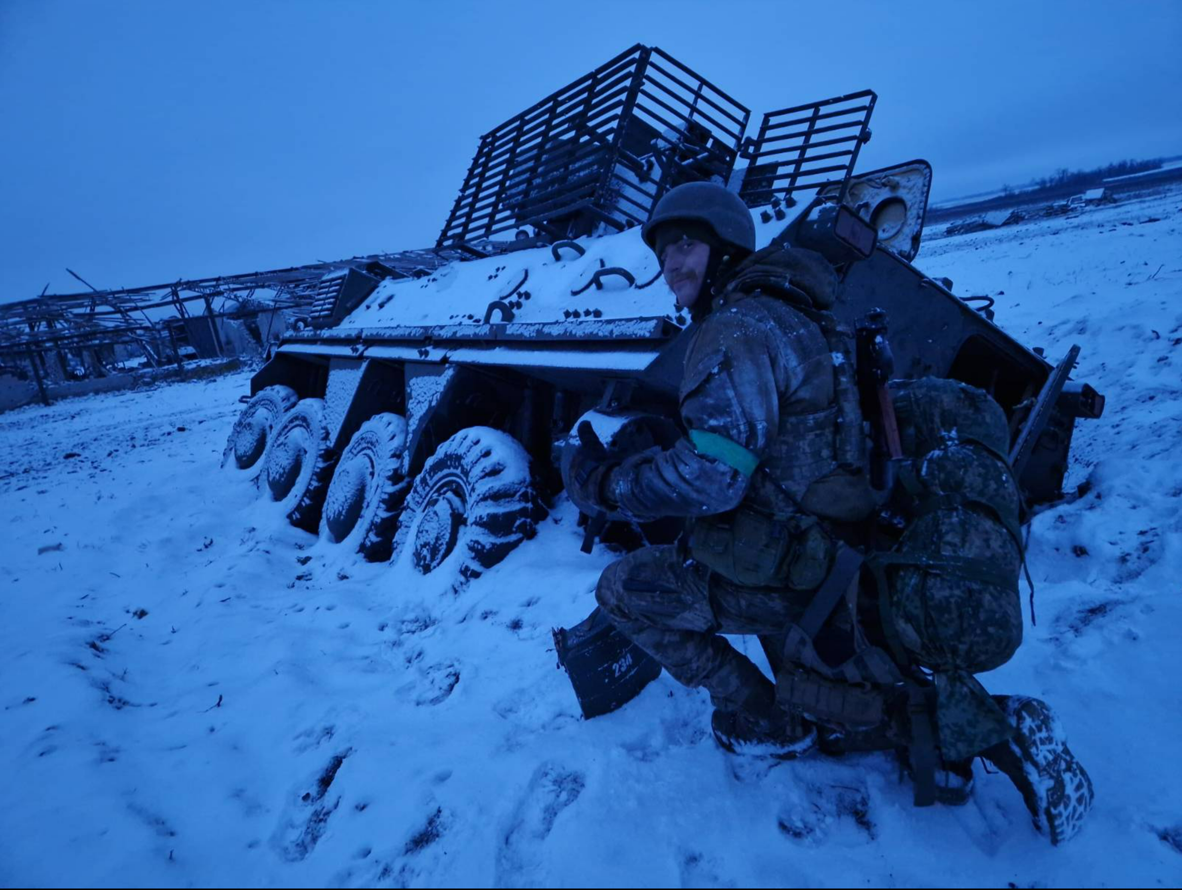 Caleb List shown on the frontline in Ukraine.