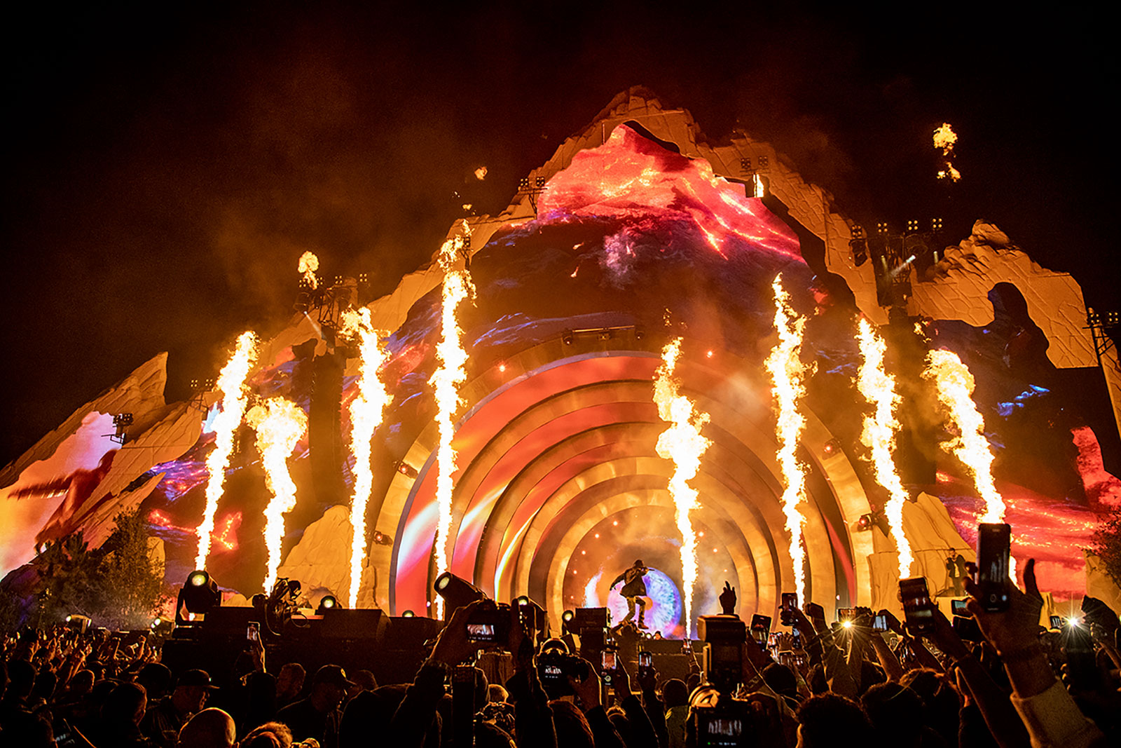 Travis Scott performs on day one of the Astroworld Music Festival at NRG Park in Houston.