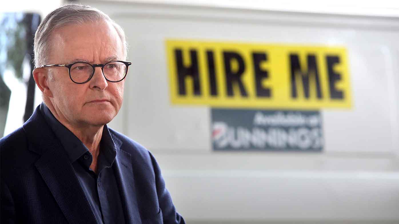 If Anthony Albanese intentionally held a press conference next to this van, it wasn't a very subtle message.