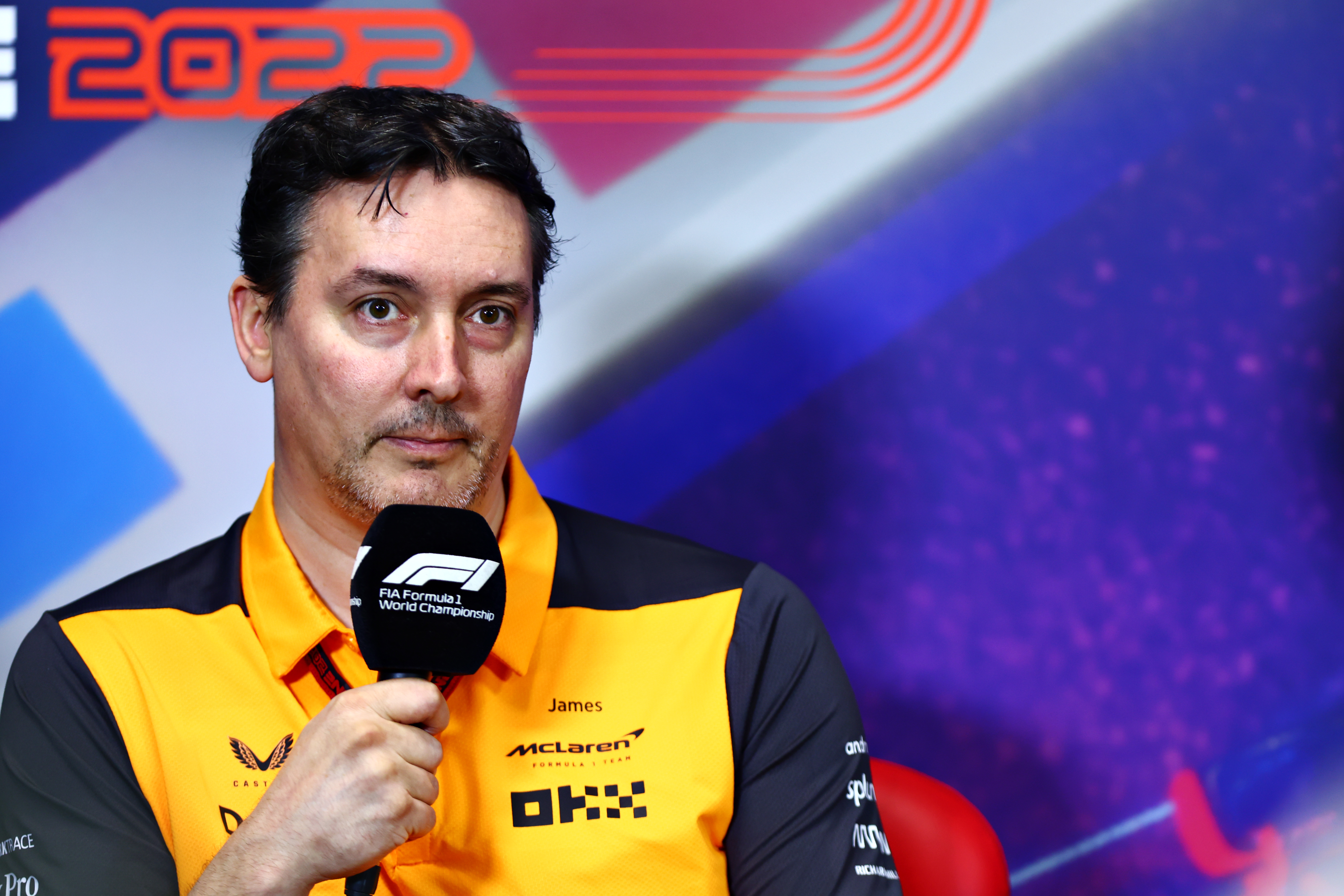 James Key, Technical Director of McLaren in the Team Principals Press Conference at the French Grand Prix. Photo: Dan Istitene