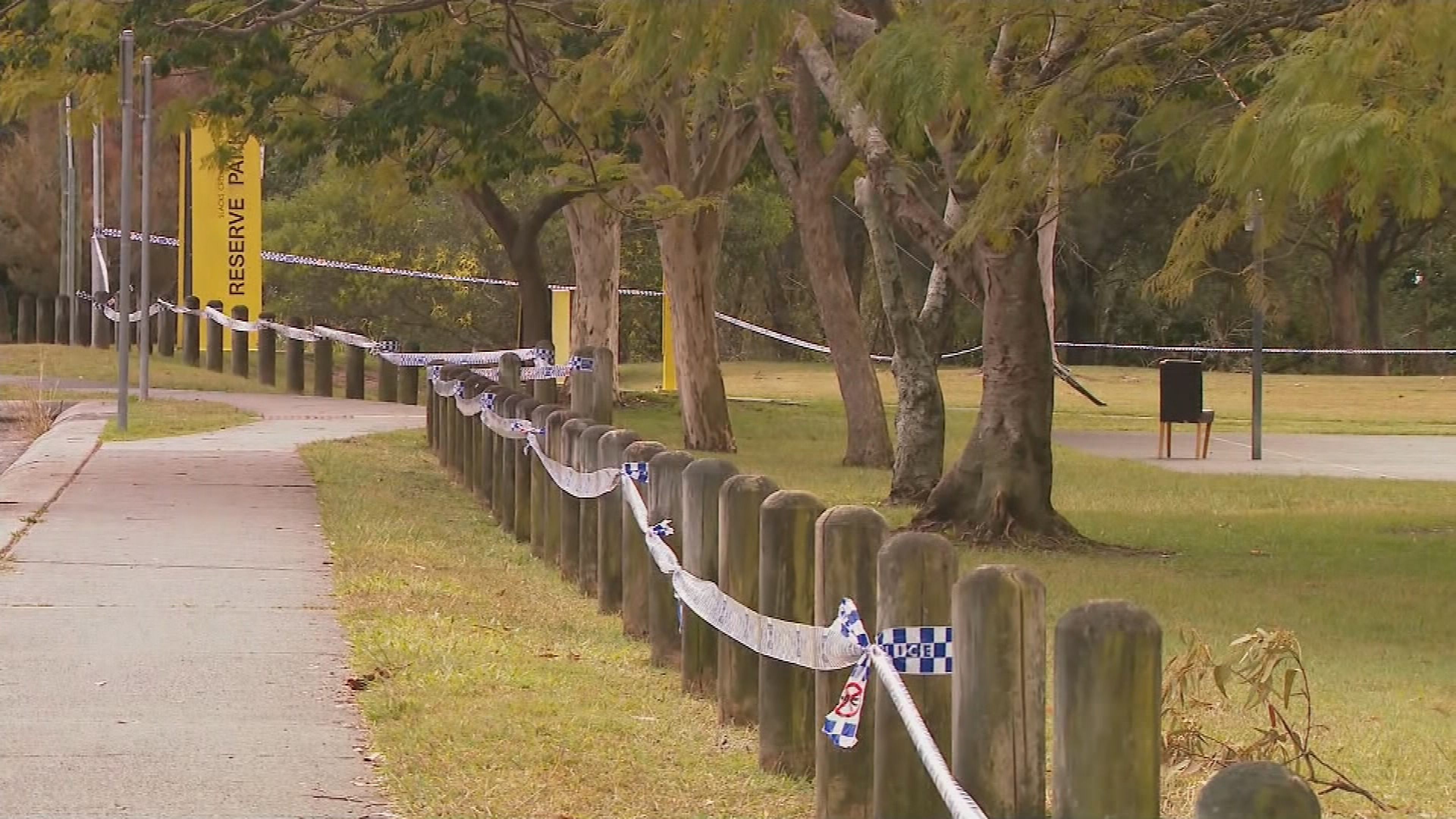 A large crime scene has been established at the park where the man's body was found.