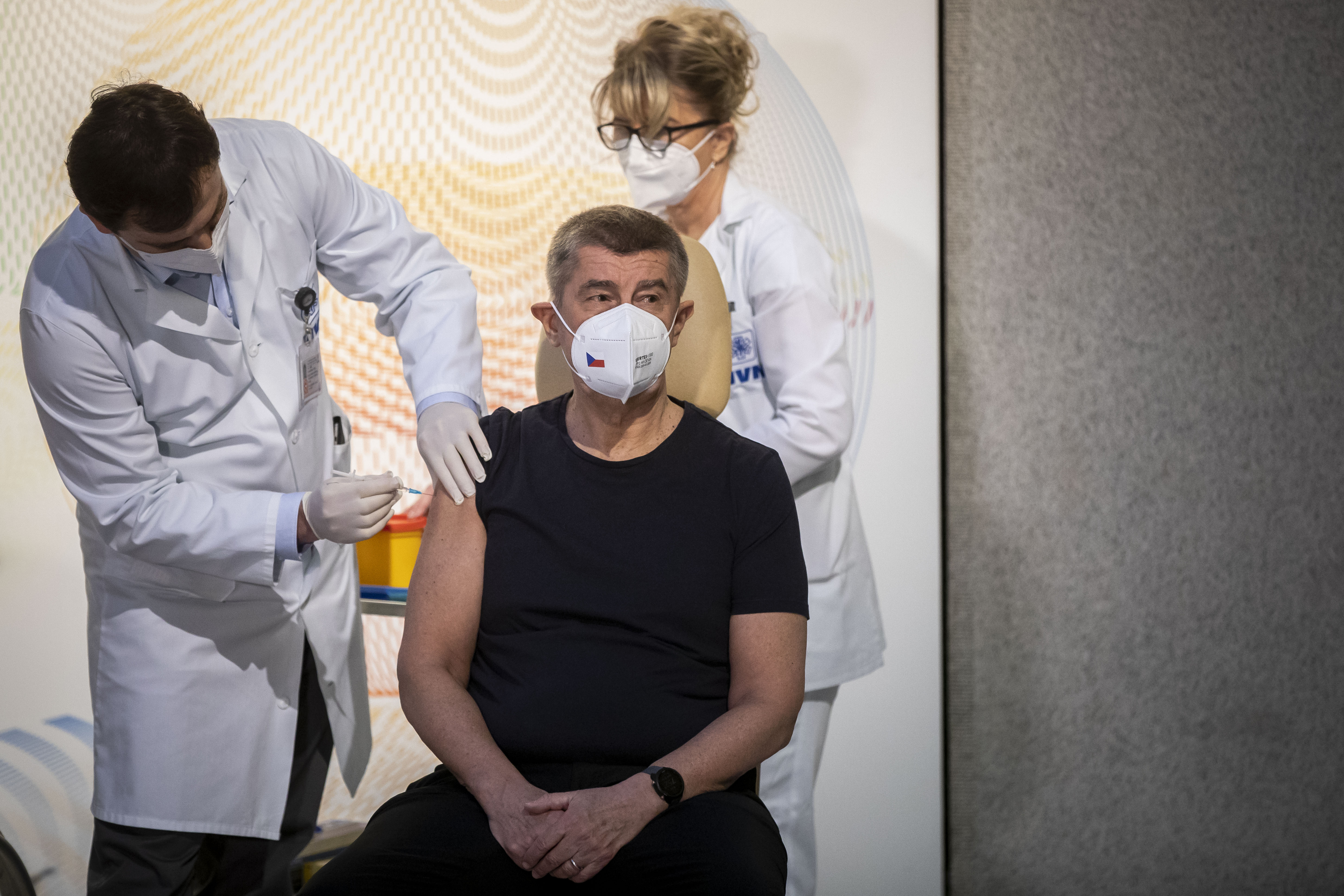 Czech Prime Minister Andrej Babis receives his COVID-19 vaccine.