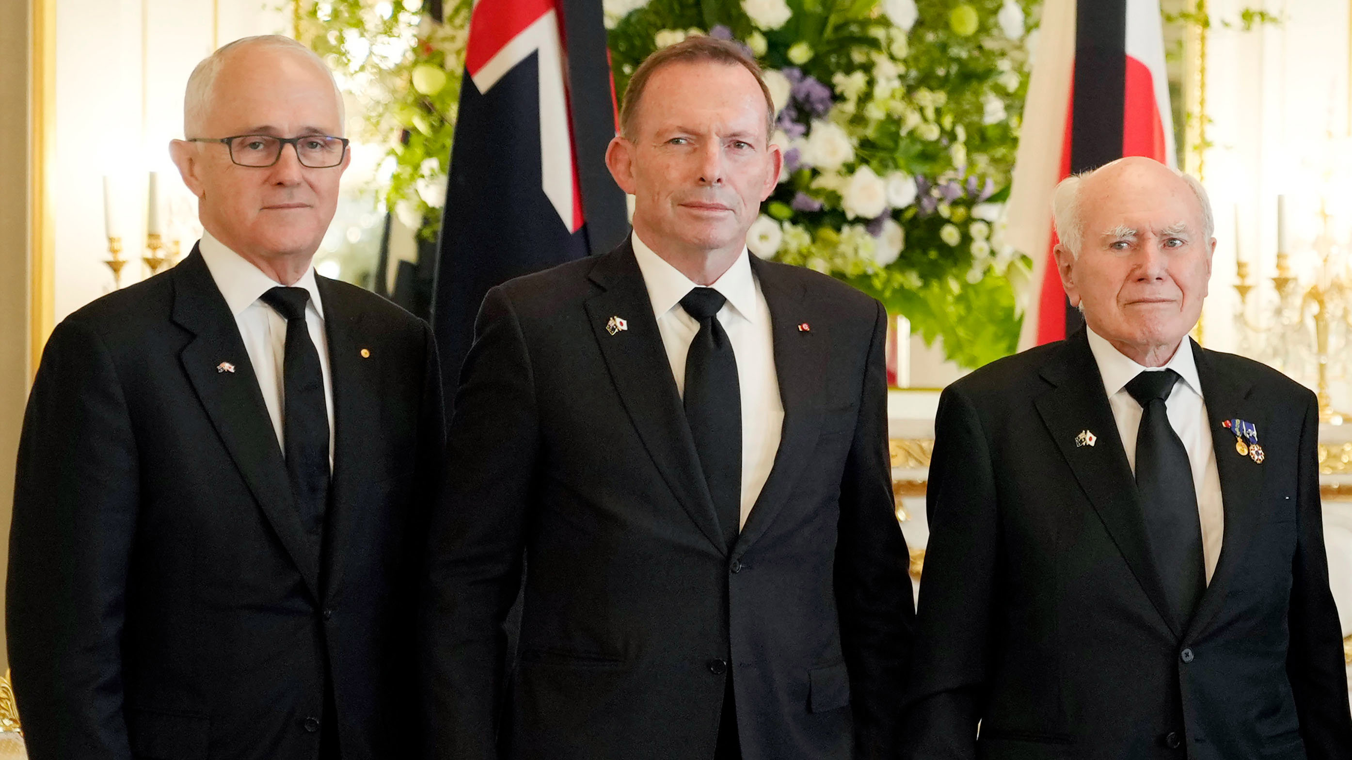 Former Australian prime ministers Malcolm Turnbull, Tony Abbott and John Howard.