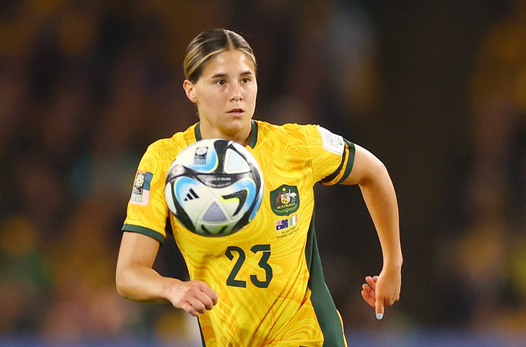 Australia's Kyra Cooney-Cross in action at the World Cup.