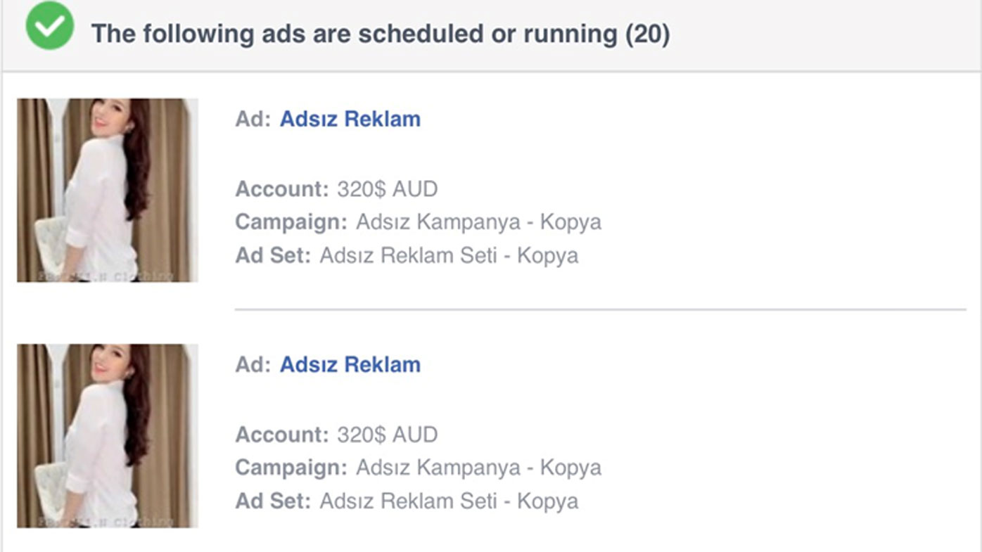 Hackers purchased ads through Mr Barden's work Facebook account. 