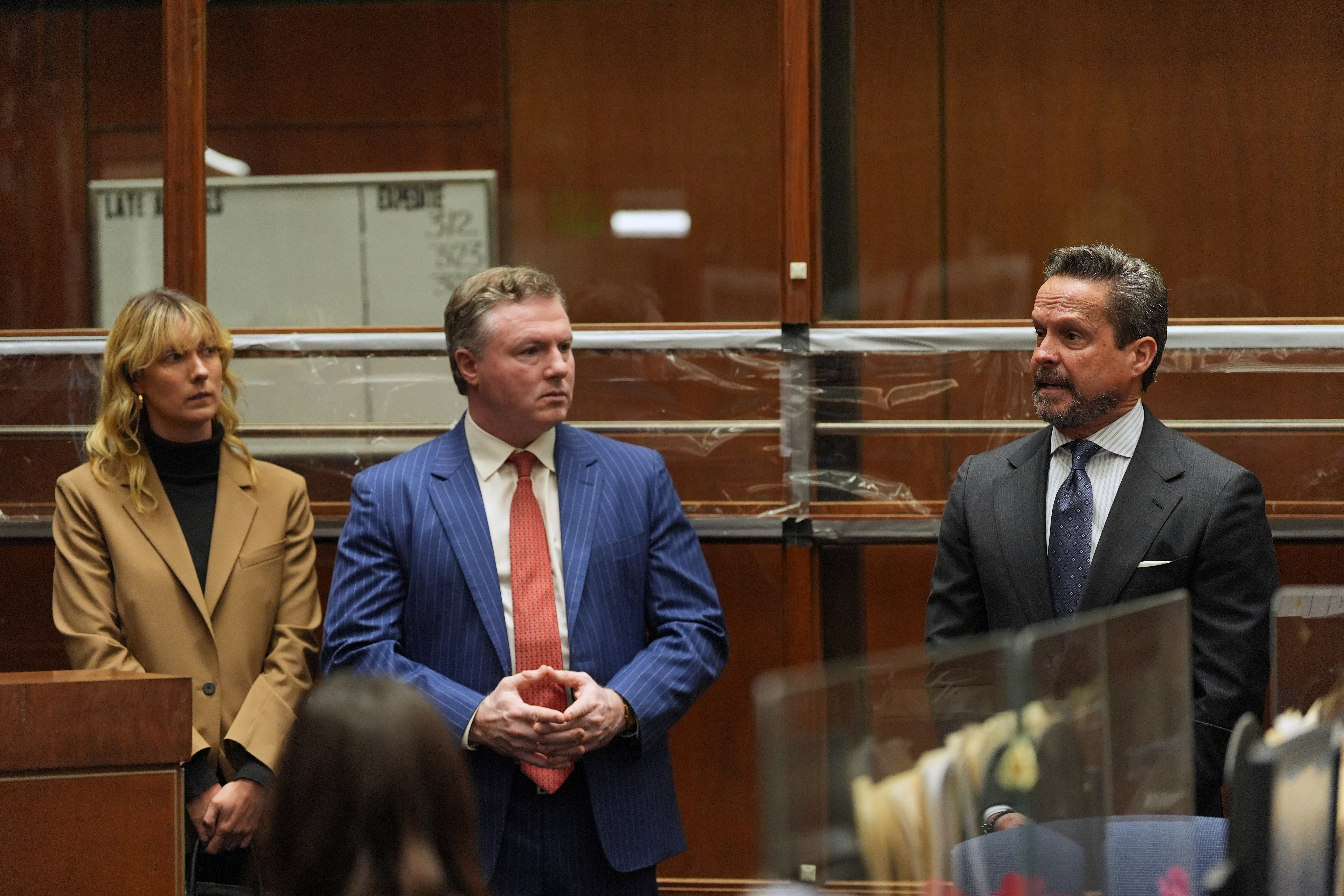 Alan Jackson, attorney of Nick Reiner, rights, speaks in court to defend Reiner on murder charges for the killing of his parents Rob and Michele Weiner on Wednesday, Dec. 17, 2025, in Los Angeles. (AP Photo/Jae C. Hong, Pool)