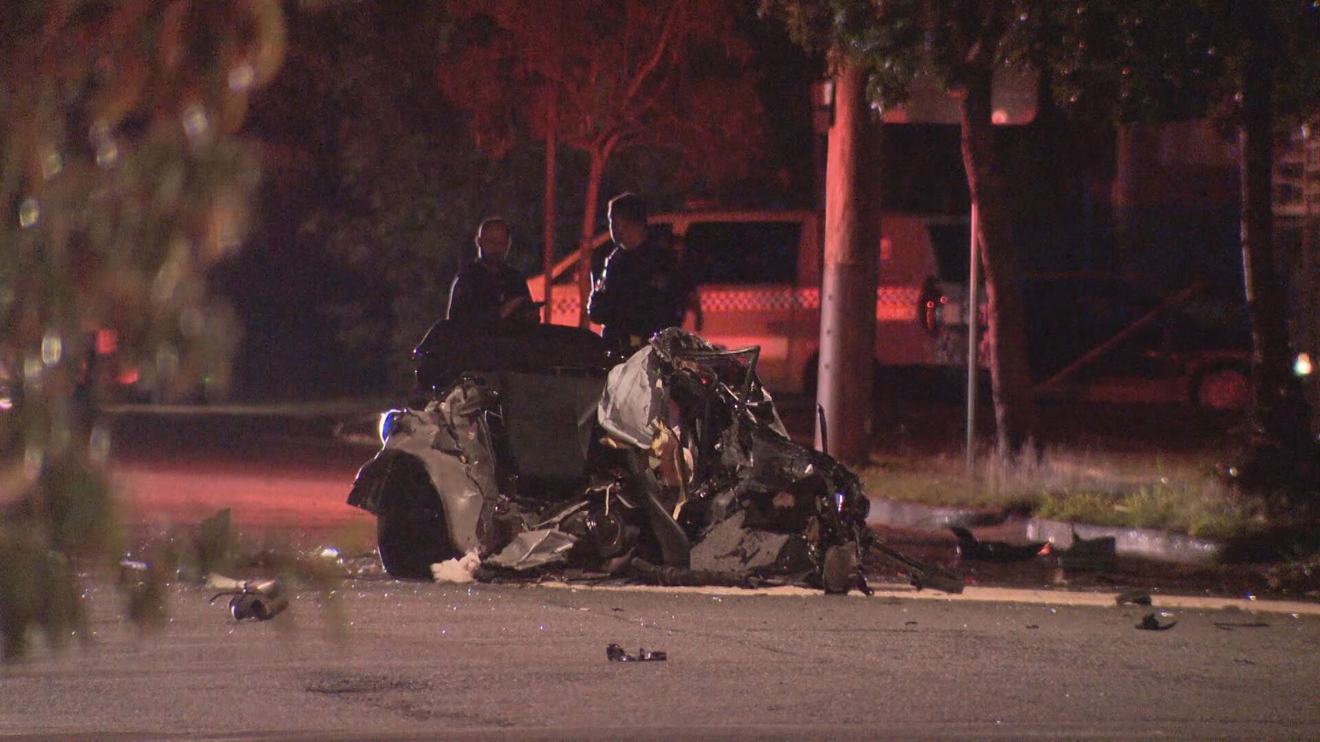A man aged in his 20s has died after a car crashed into a tree in Brisbane's Northgate