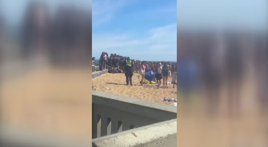 Up to 200 teenagers turned up to Mordialloc Beach yesterday.