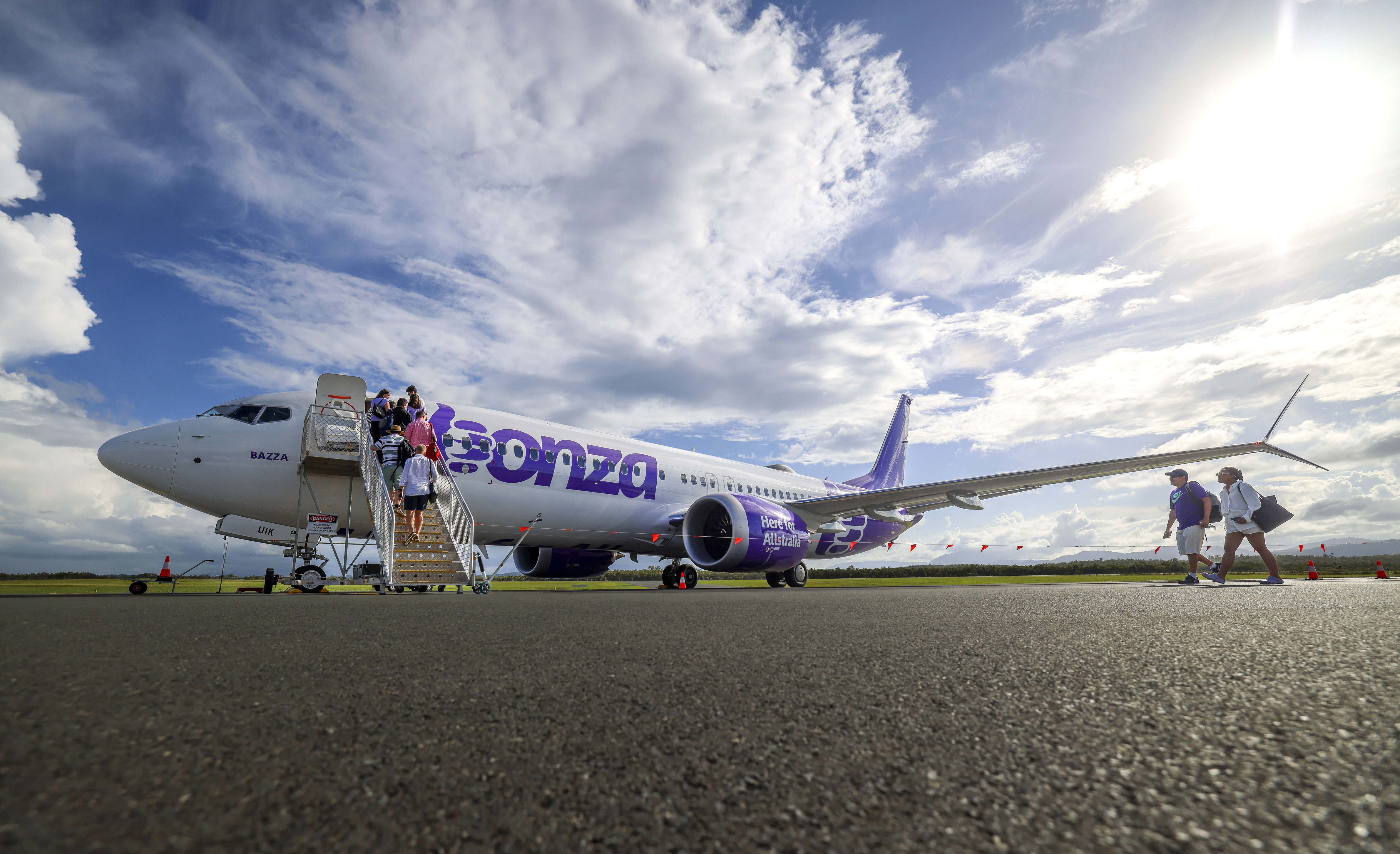 Bonza passengers board plane