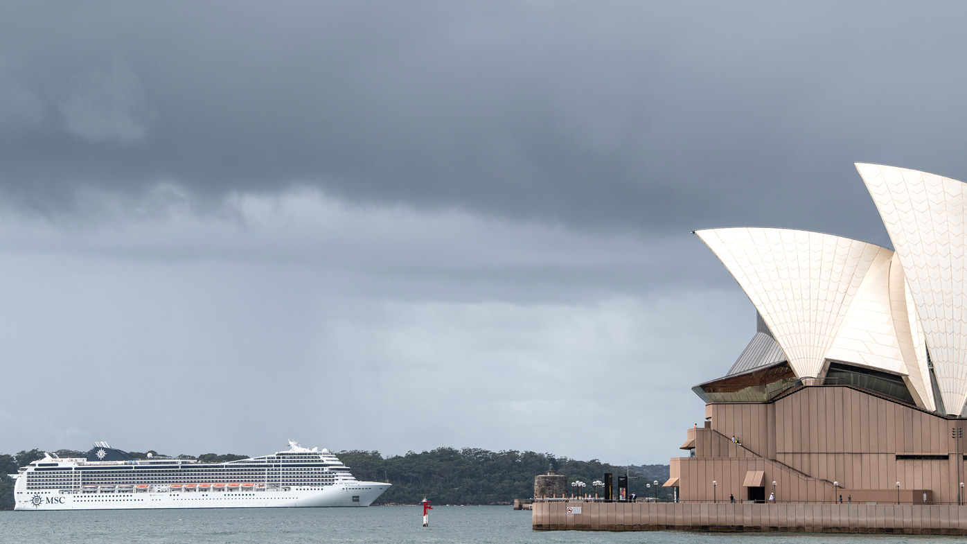 The MSC Magnifica cruise ship anchored in Sydney, one week ago, on March 16.