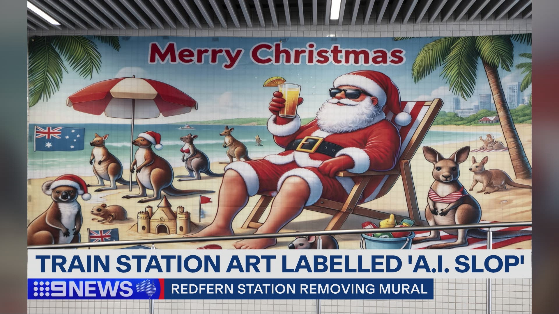 The train station art was labelled 'AI slop'