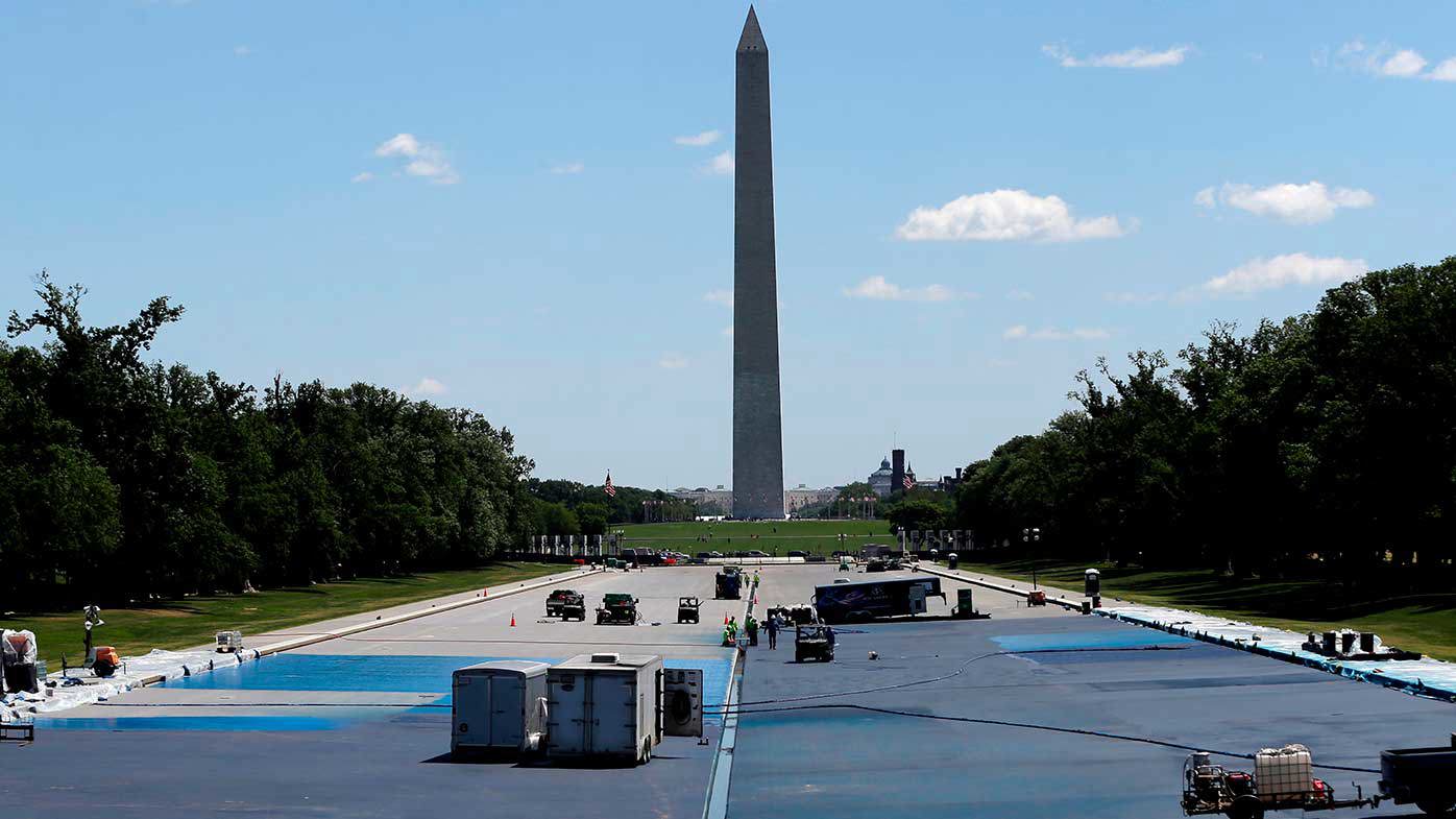 The Lincoln Memorial Reflecting Pool is being repainted blue.