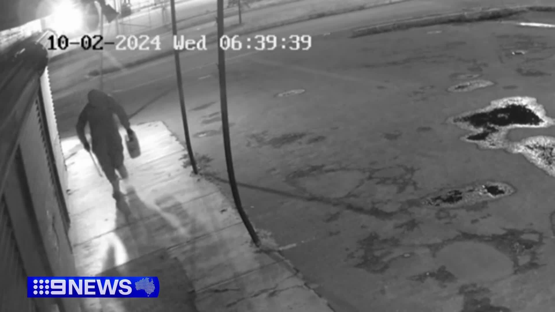 CCTV shows would-be arsonist accidentally setting themselves on fire