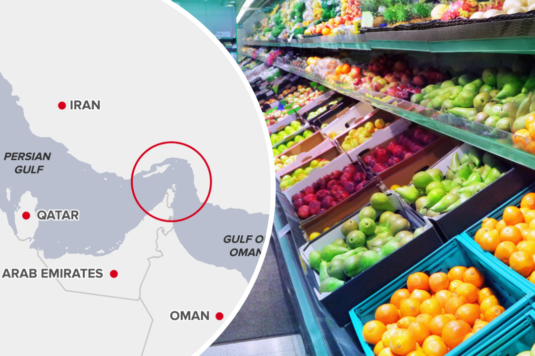 Strait of Hormuz / Fruit on supermarket shelf