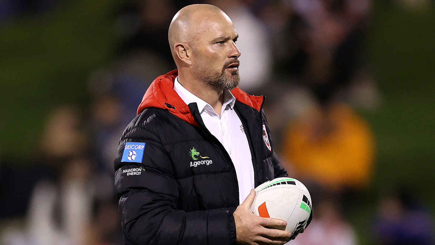 Dean Young, assistant coach of the Dragons looks on during warm up ahead of the round 14 NRL match between St George Illawarra Dragons and Wests Tigers at WIN Stadium on June 07, 2024, in Wollongong, Australia. (Photo by Jason McCawley/Getty Images)