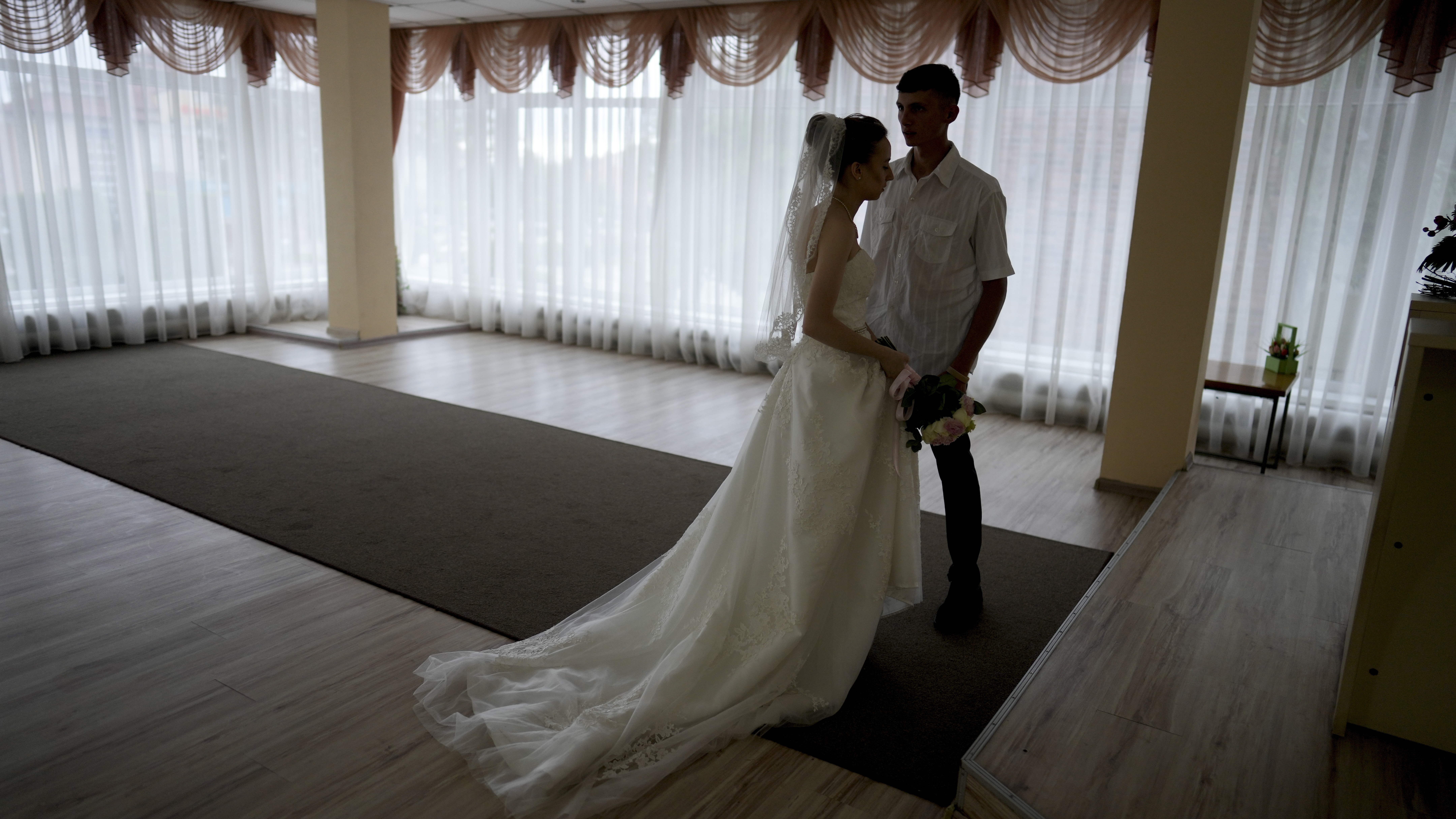 Yevhen Levchenko and Nadiia Prytula get married in Irpin, on the outskirts of Kyiv.