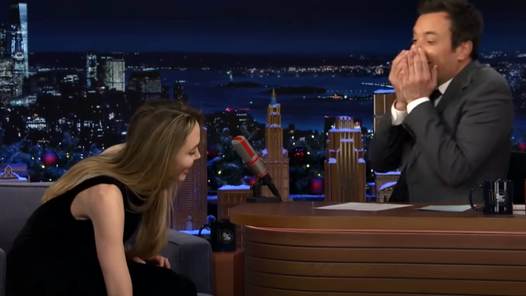 Angelina Jolie goes barefoot on The Tonight Show Starring Jimmy Fallon, December 2024