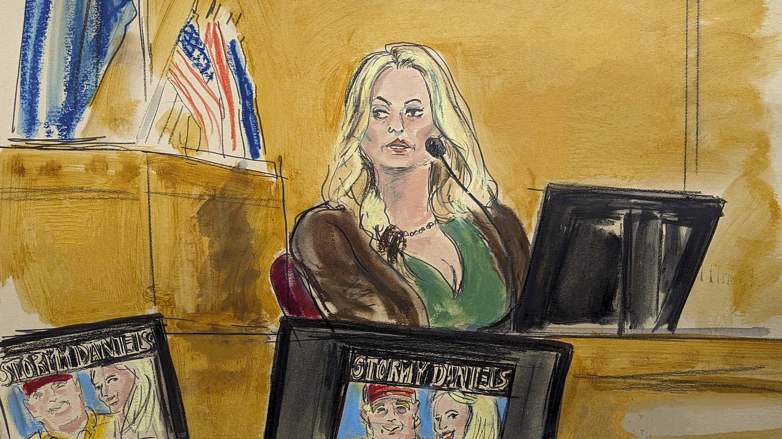 Stormy Daniels spars with Trump defence attorney