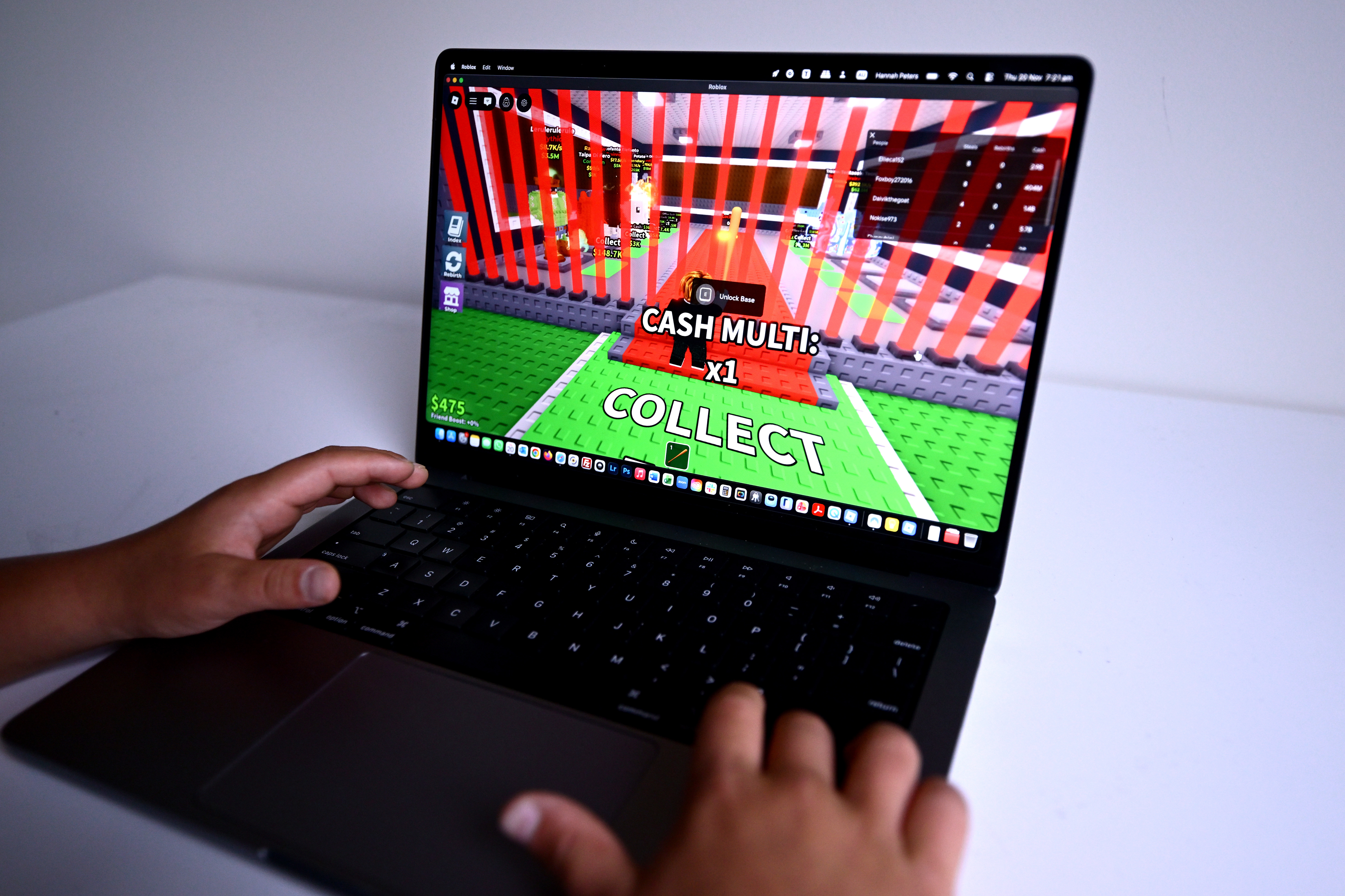 A child is seen playing a game on the Roblox platform. The platform will not be included in Australia's social media ban.