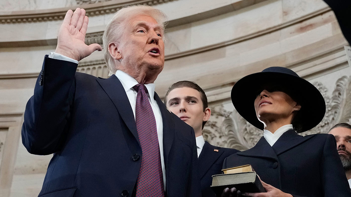 Donald Trump's left hand was by his side as he took his oath of office.
