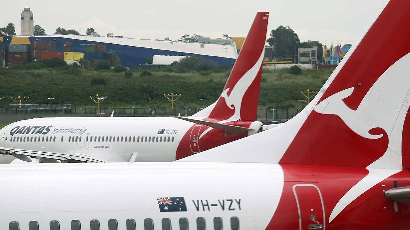 Qantas planes on the tarmac at Sydney Airport.