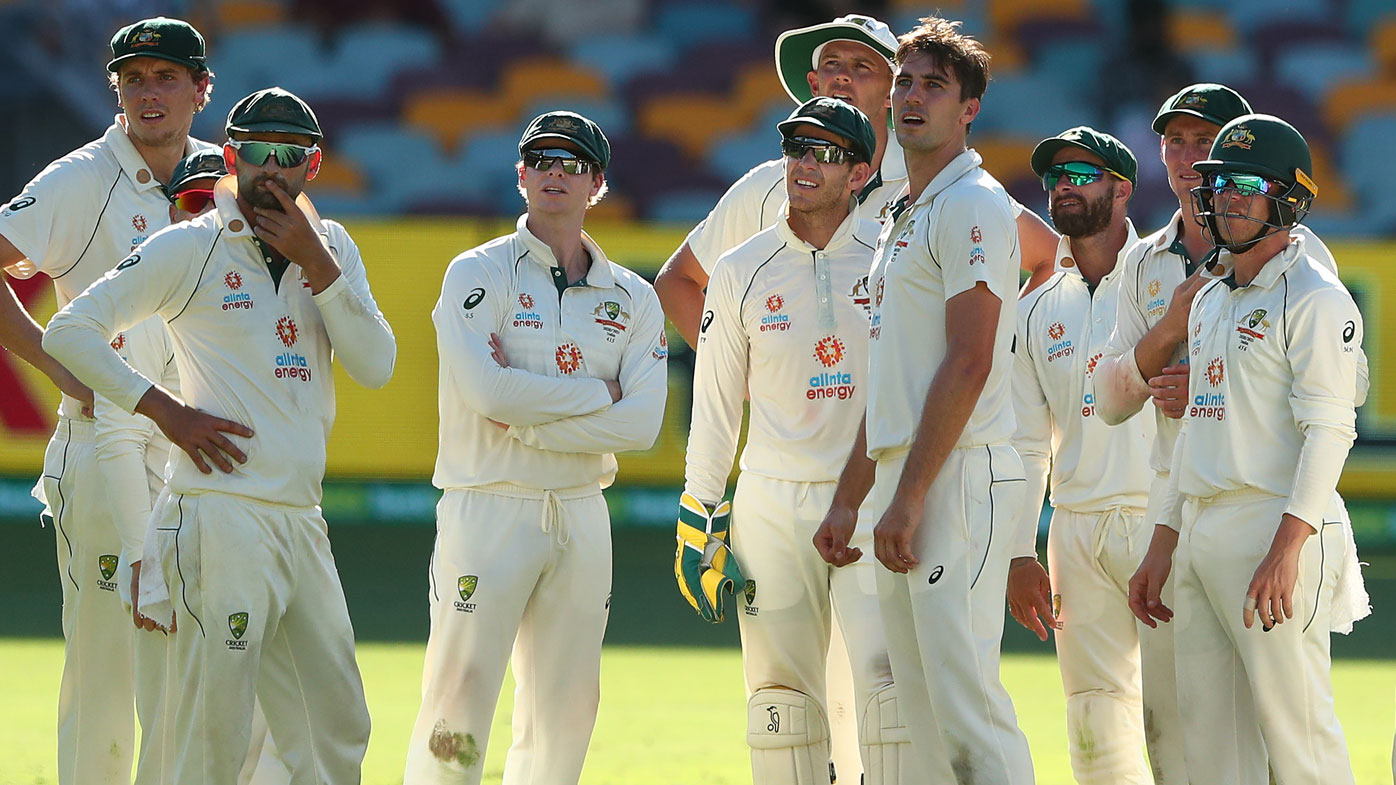 The Australian Test side look on in their loss to India. (Getty)