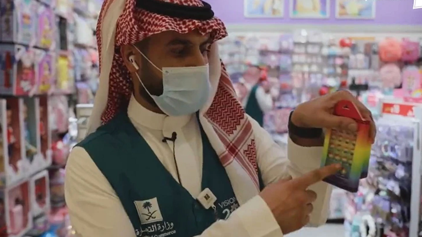 Saudi officials say they are seizing rainbow colored items because they "promote homosexuality".