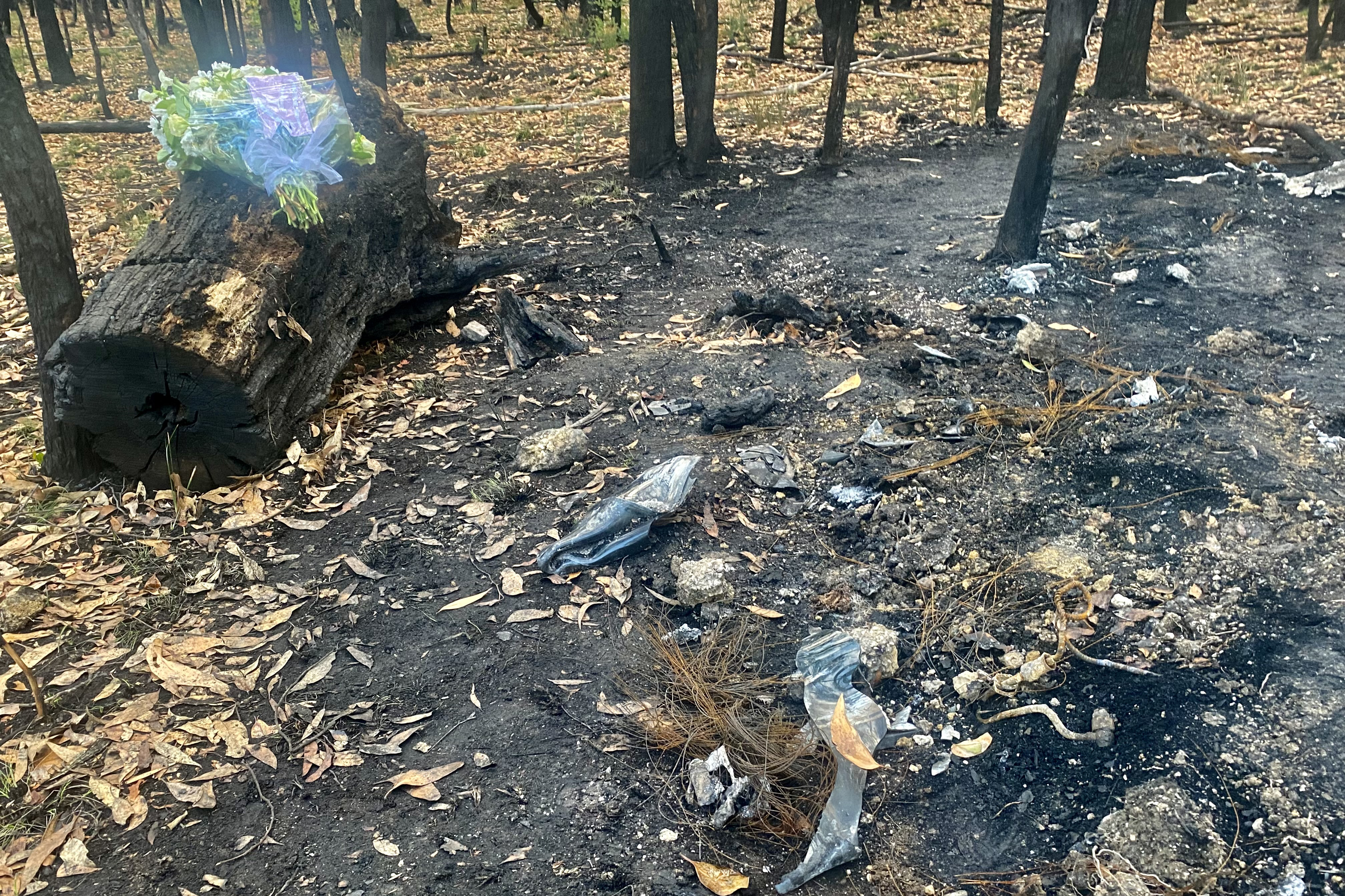 The site where Hannah McGuire was found in the burned out car near State Forest Rd in Scarsdale, an area near Ballarat surrounded by bushland
