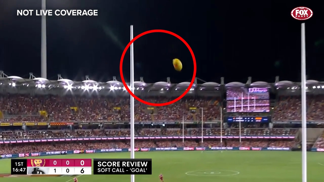 Cam Rayner's first-quarter goal was reviewed to ensure the ball did not touch the post.