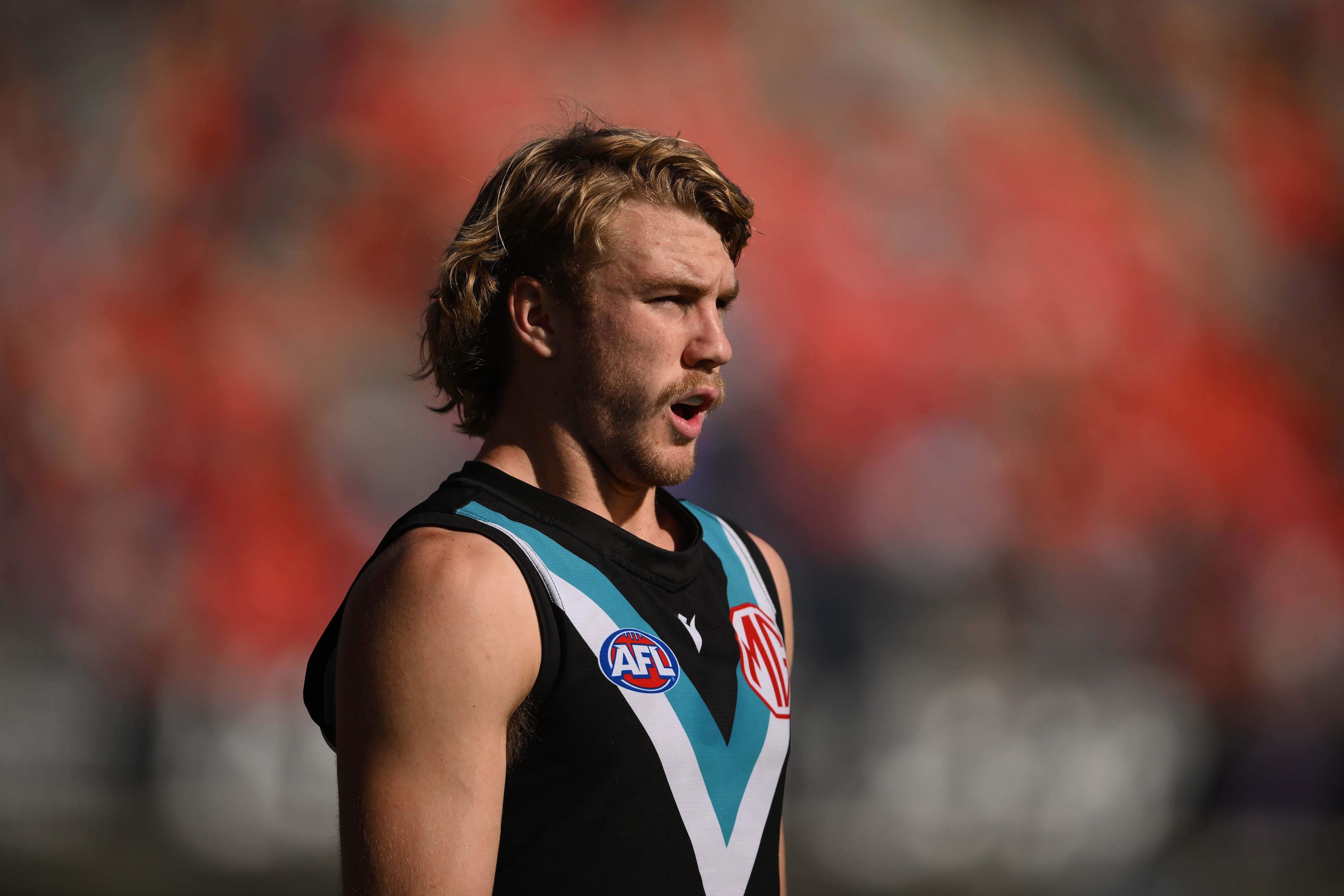 Jason Horne-Francis of the Power looks on during round 18.