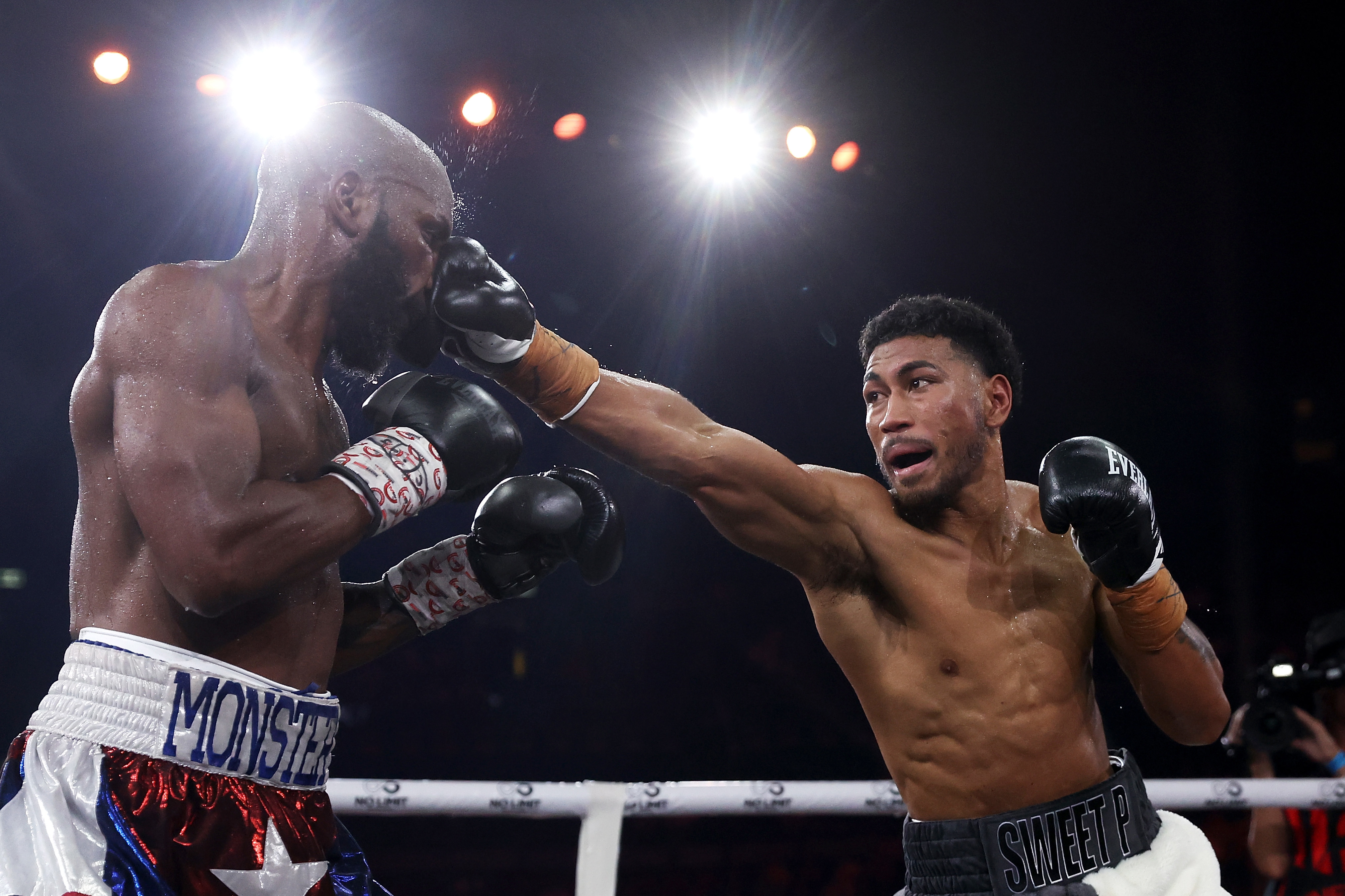 Yunieski Gonzalez is punched by Paulo Aokuso at Qudos Bank Arena.