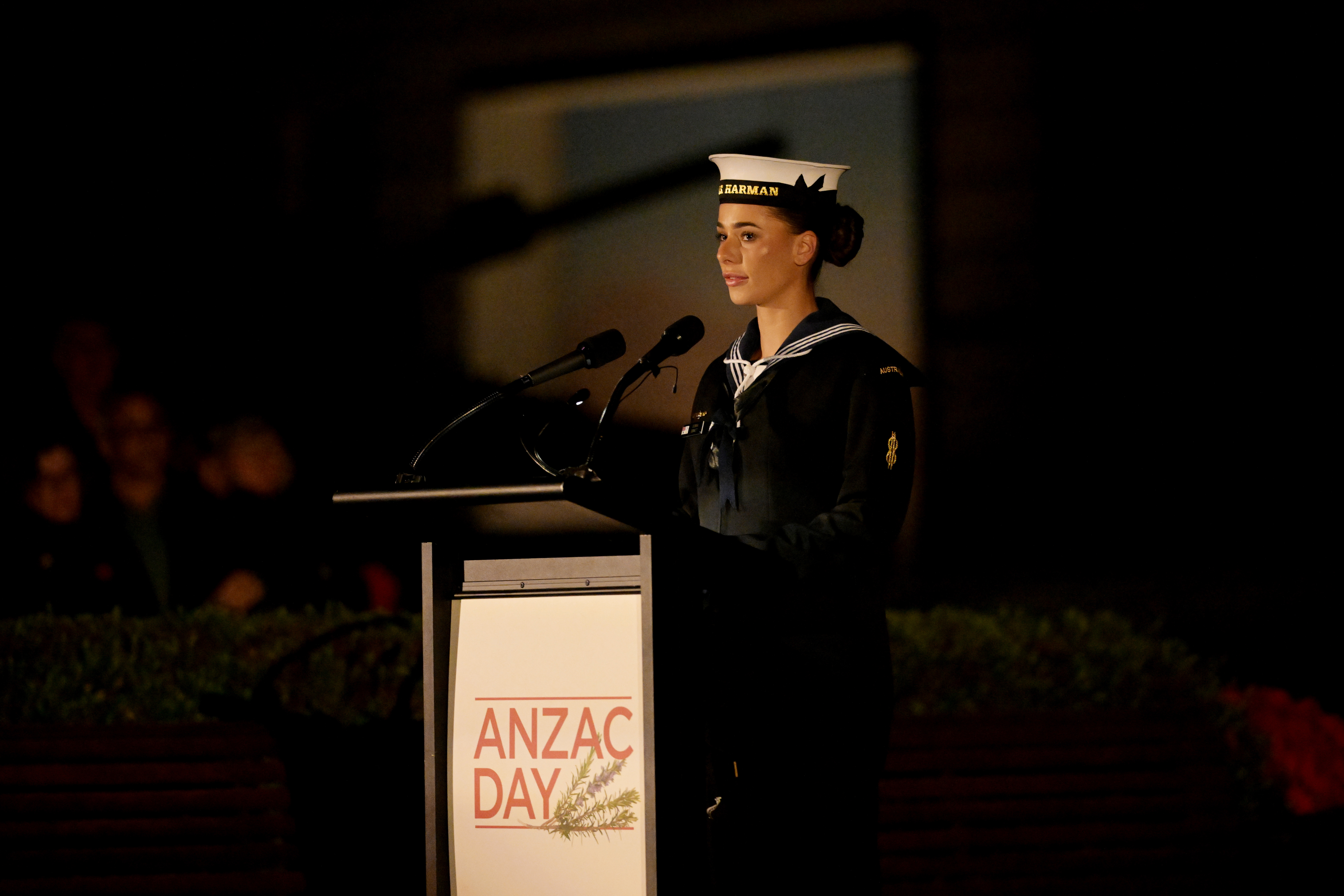 Pre-dawn readings commence before the Dawn Service is held at the Australian War Memorial on April 25, 2024 in Canberra, Australia. 