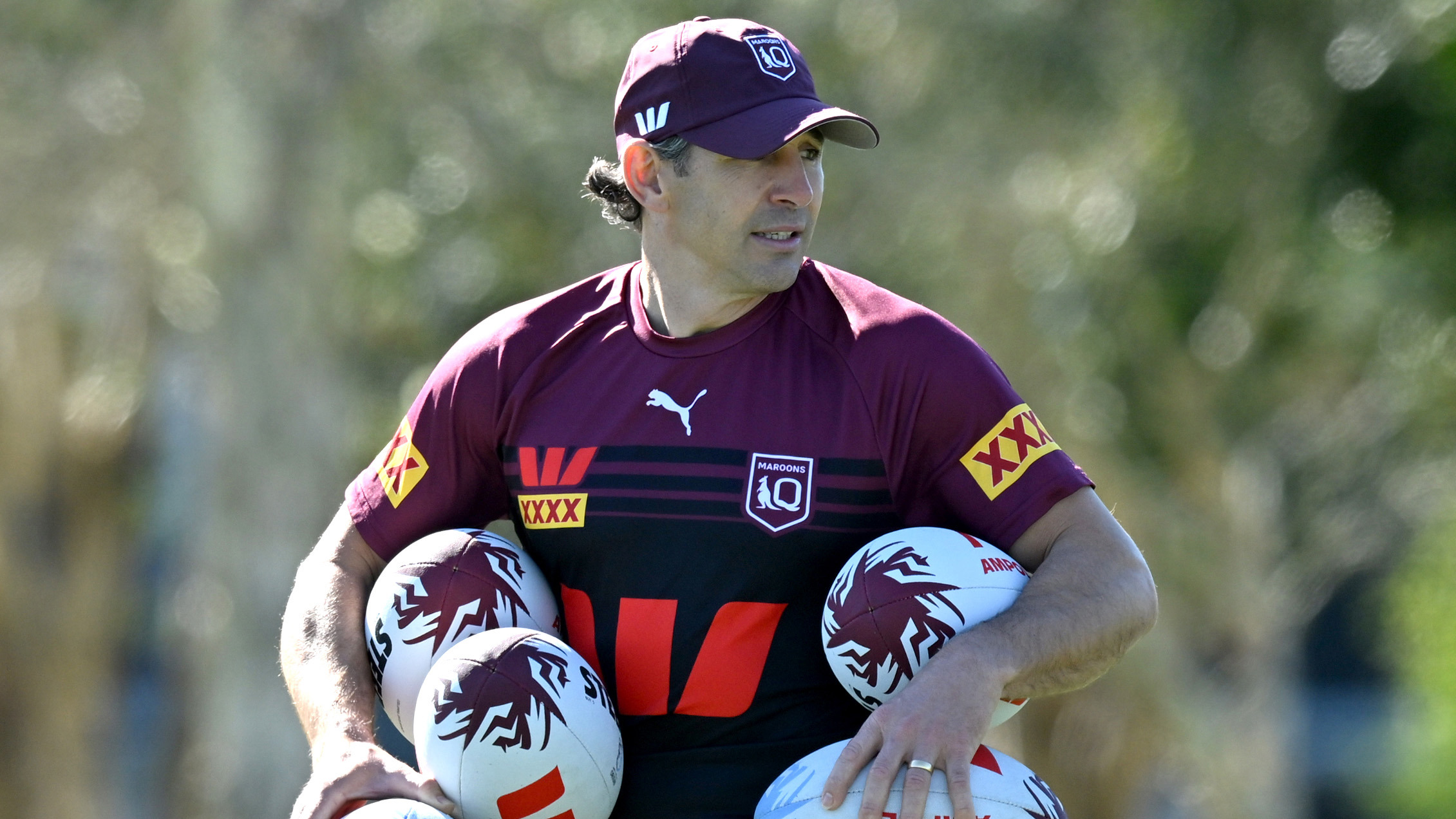 Maroons coach Billy Slater in camp ahead of State of Origin I.