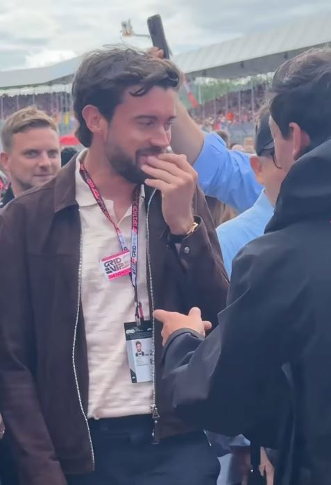 Jack Whitehall bumped into Lewis Hamilton at the F1 Grand Prix 