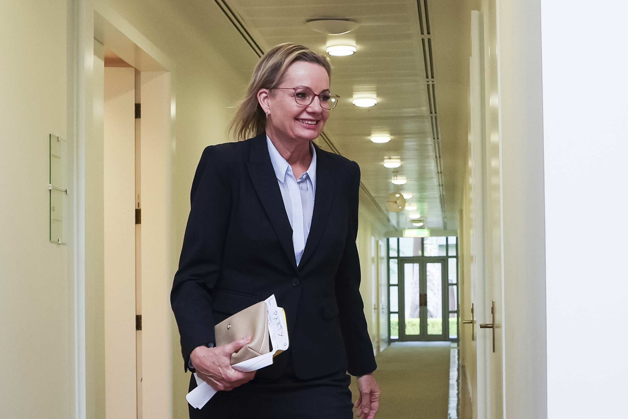 Opposition leader Sussan Ley departs after a Liberal party room meeting, at Parliament House in Canberra on Wednesday 12 November 2025. 