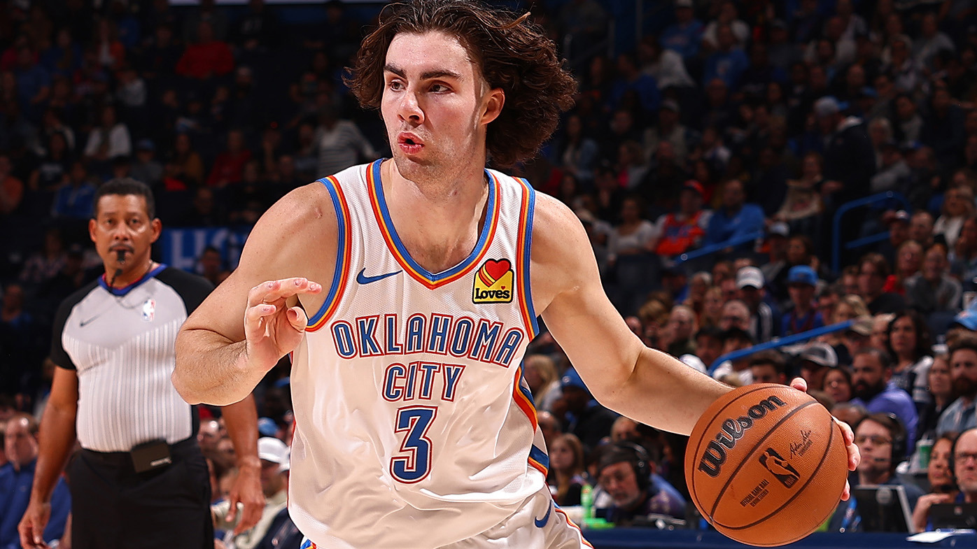 Josh Giddey in action for the Oklahoma City Thunder against the Philadelphia 76ers.