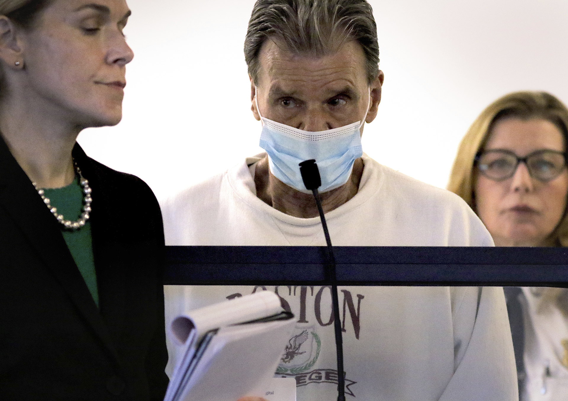 Arthur Louis Massei, 76, of Salem was arraigned in Middlesex Superior Court for the murder of Natalie Scheublin on June 10, 1971 in Bedford.  His lawyer Julie Buszuwski is at left.  (Lane Turner/Globe Staff) Reporter: (Travis Andersen)  