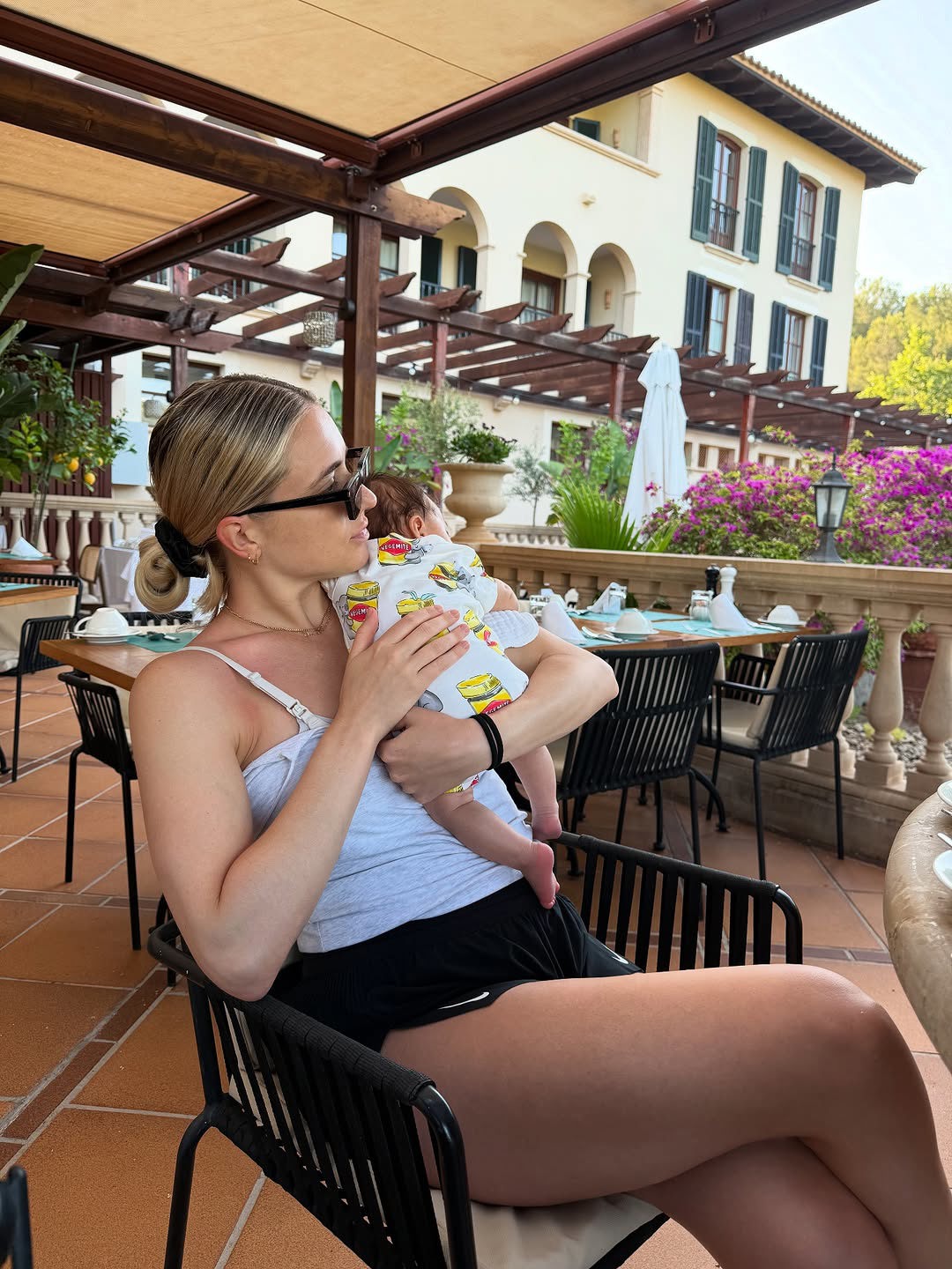Sam Kerr and Kristie Mewis on holiday in Spain with their son Jagger
