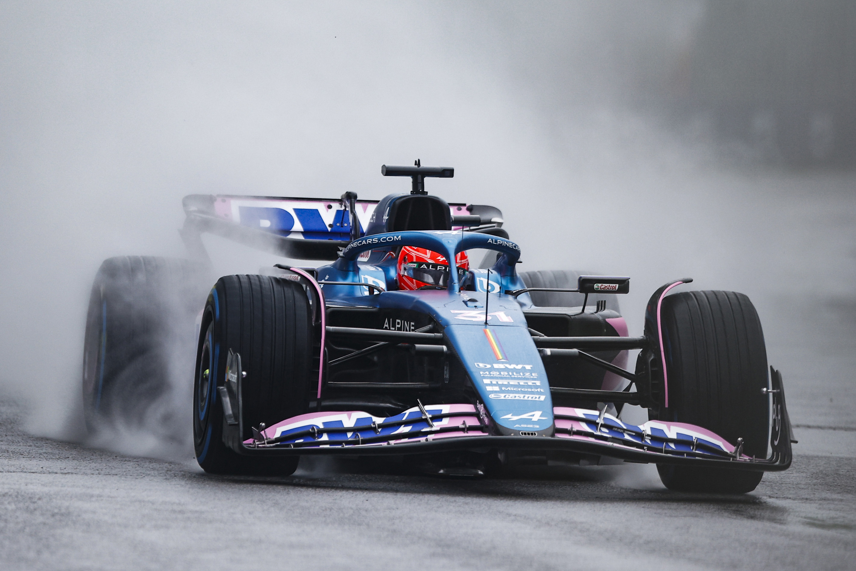 Esteban Ocon in the Alpine A523.