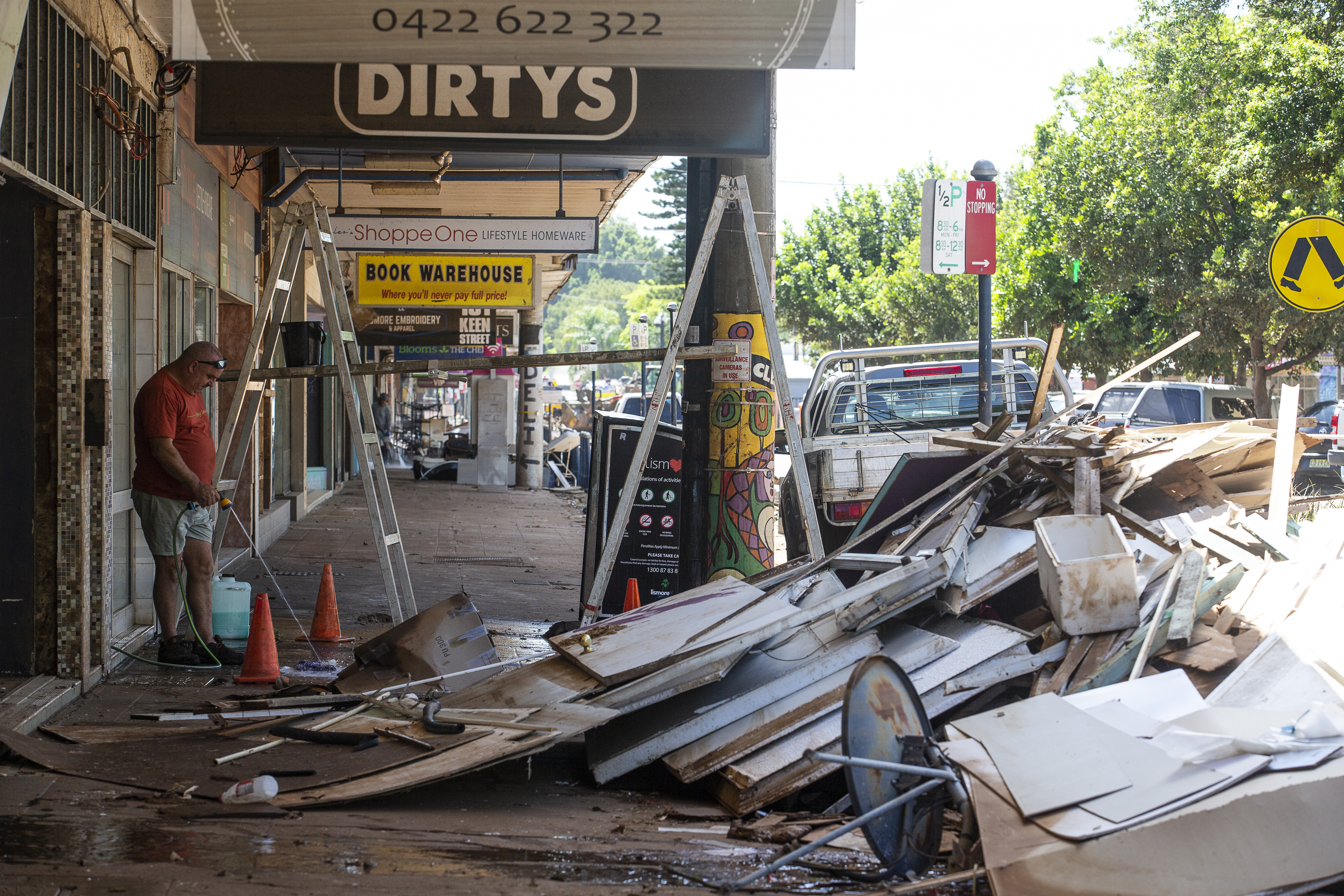 Lismore CBD today after being impacted by a second flood in the same month.