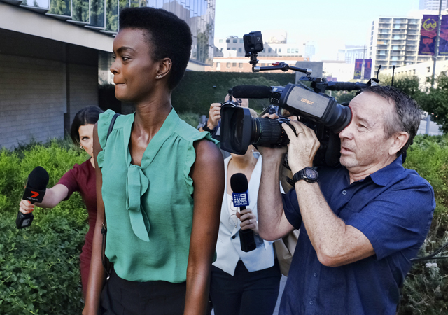 Australian-South Sudanese model Adau Mornyang arrives at the Federal Courthouse in downtown Los Angeles in July. The model and former Miss World Australia finalist Mornyang was in federal court for attacking a flight attendant and yelling a racial slur at an air marshall during a Melbourne to Los Angeles flight. 