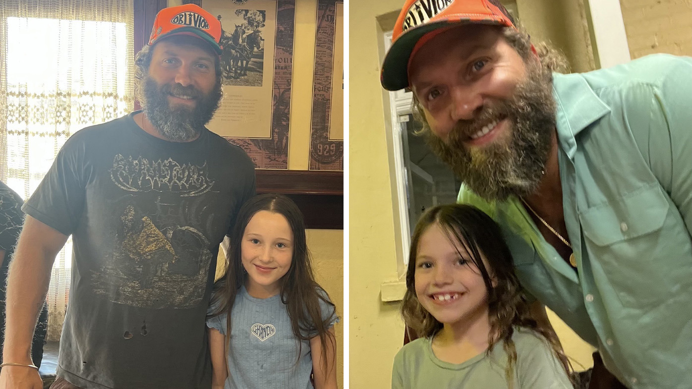 Stacee Ross' daughters Dakoda and Shiloh with actor Jai Courtney during filming of Runt in York, WA.