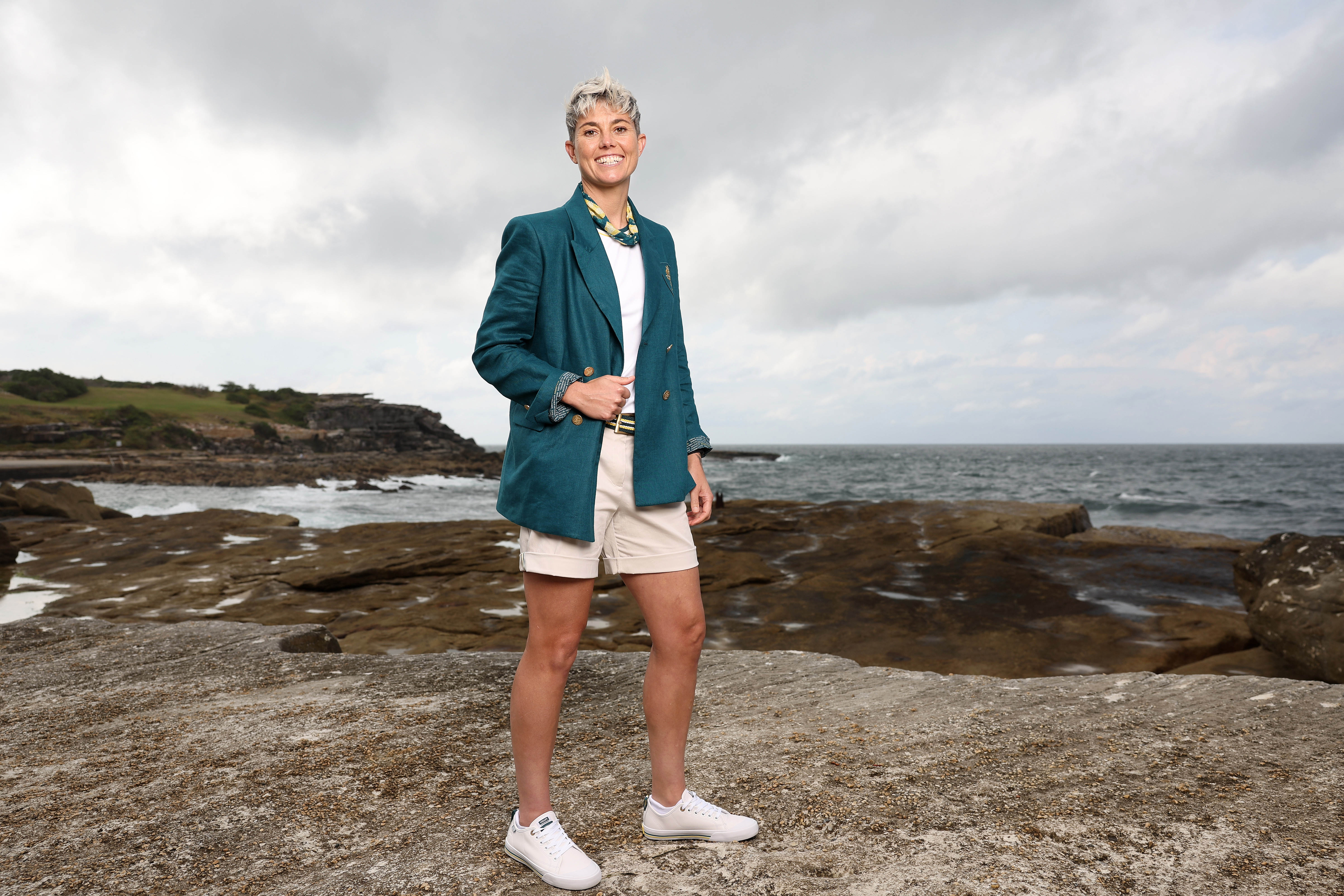 Michelle Heyman poses during the uniform launch at Clovelly Surf Club.