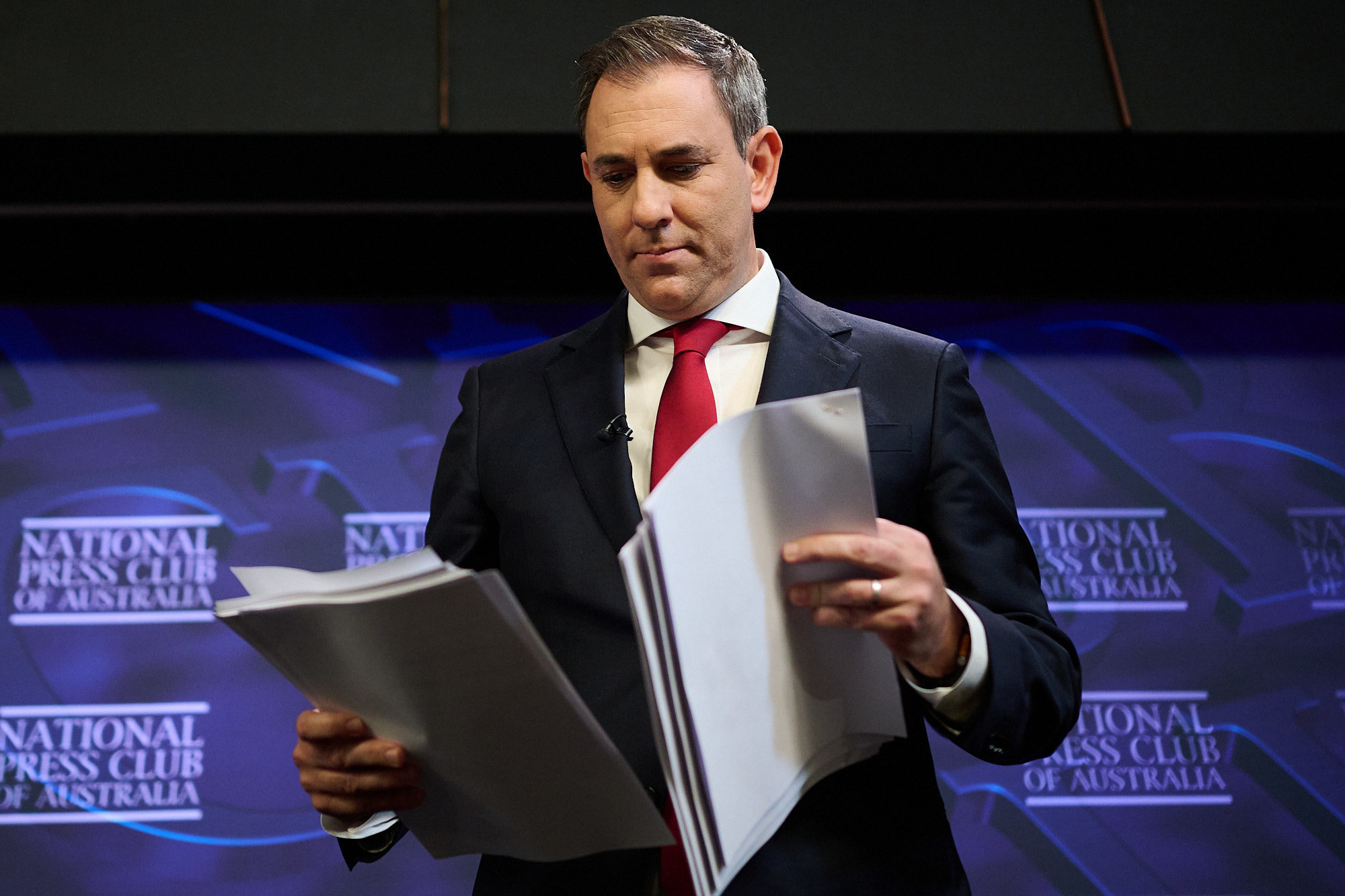 Australian Treasurer Jim Chalmers during an address at the National Press Club on 18 June, 2025.