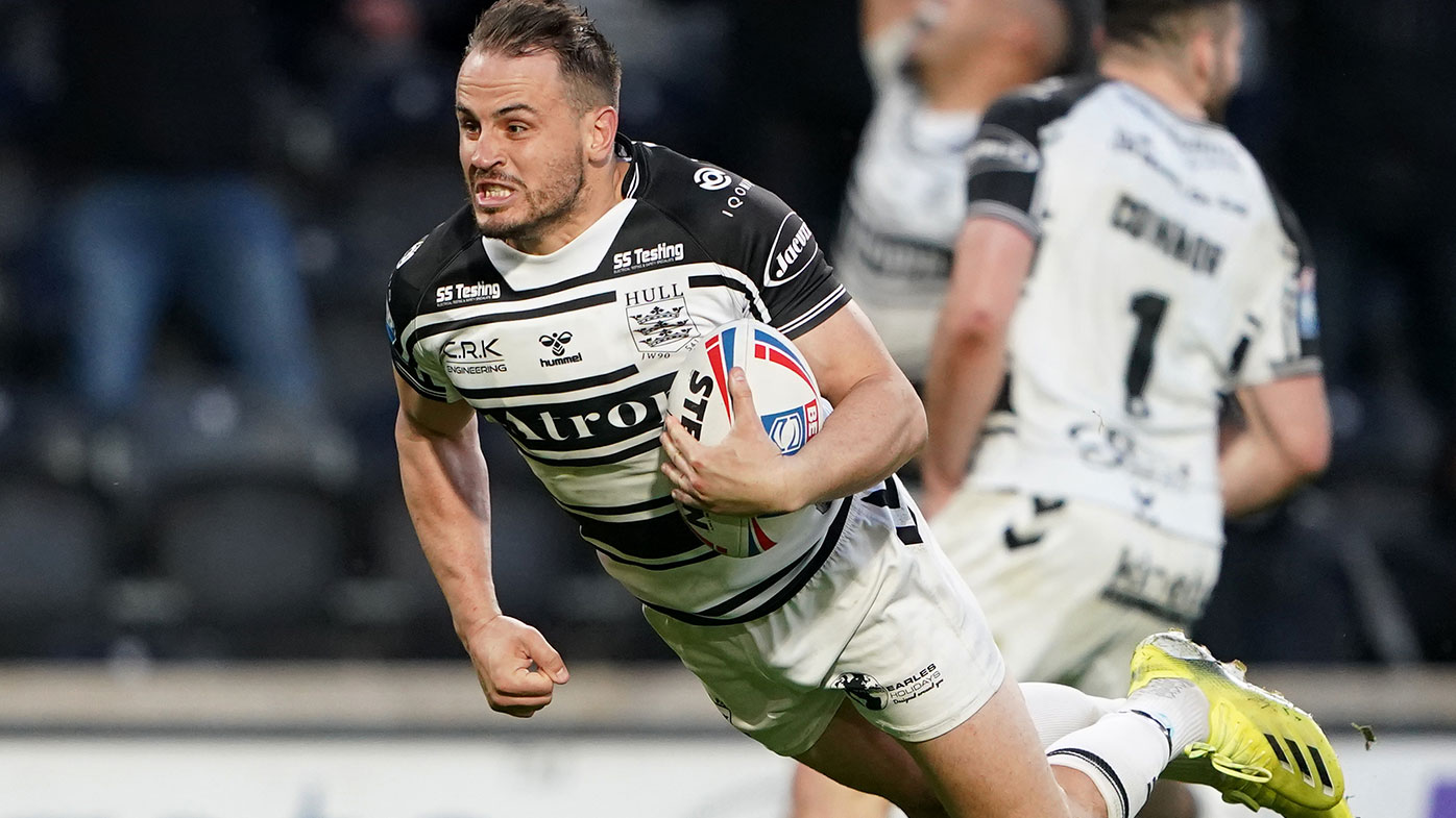 Hull FC's Josh Reynolds scores a try during the Betfred Super League match at the KCOM Stadium, Hull. Picture date: Monday May 17, 2021. (Photo by Zac Goodwin/PA Images via Getty Images)