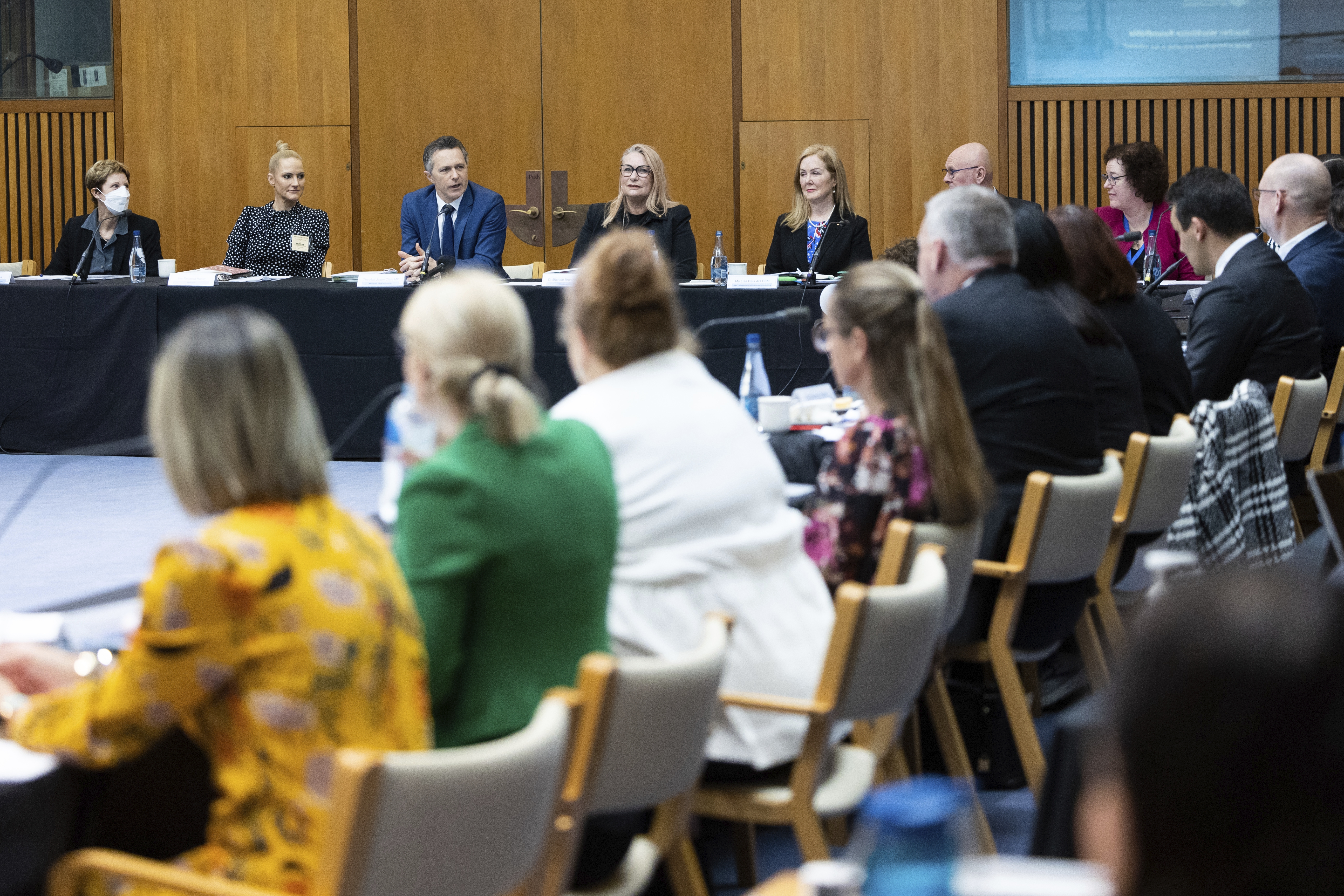Minister for Education Jason Clare speaks during the Teacher Workforce roundtable, at Parliament House in Canberra on Friday 12 August 2022. fedpol Photo: Alex Ellinghausen