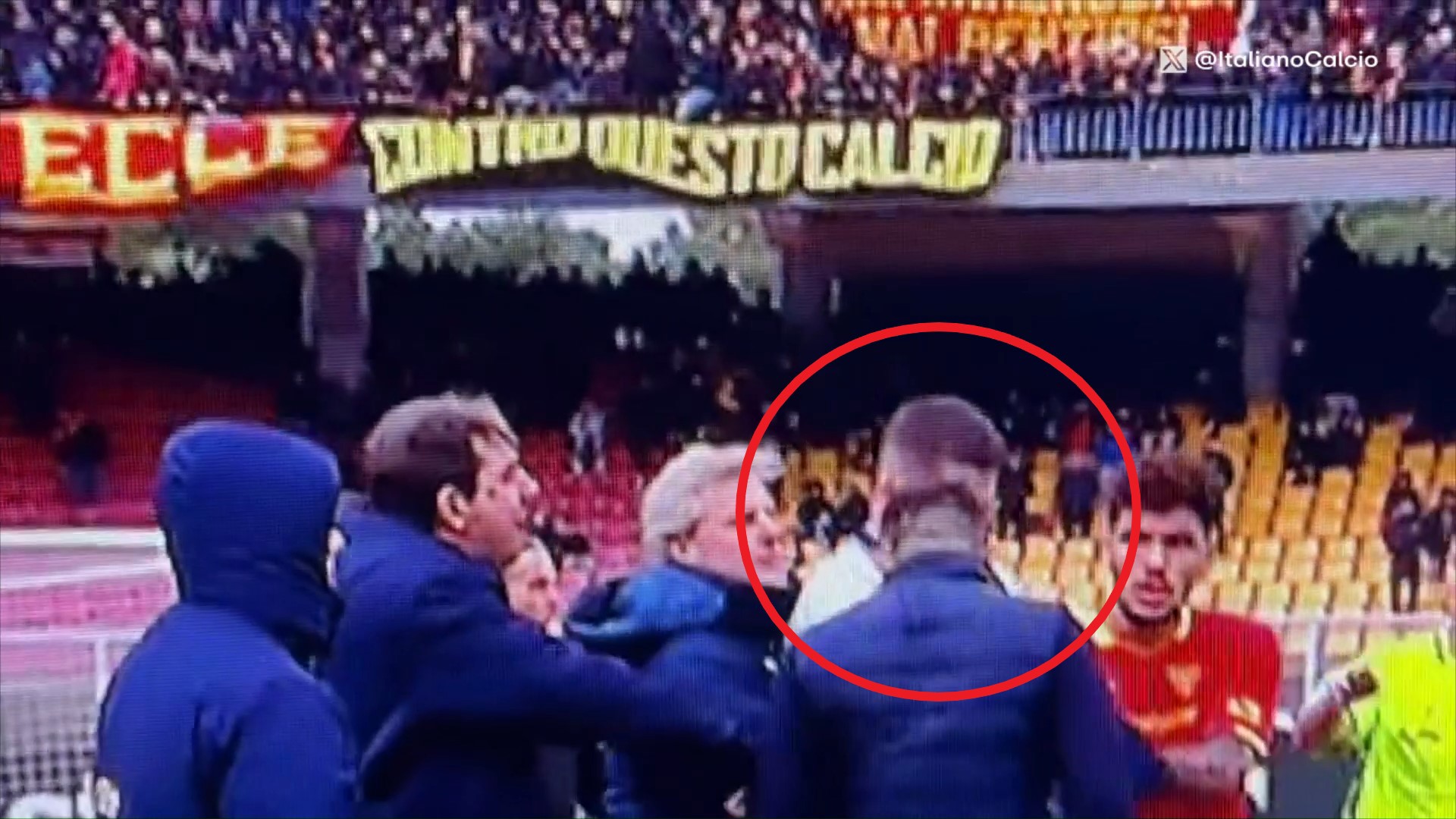 Lecce coach Roberto D'Aversa appeared to headbutt Hellas Verona striker Thomas Henry.