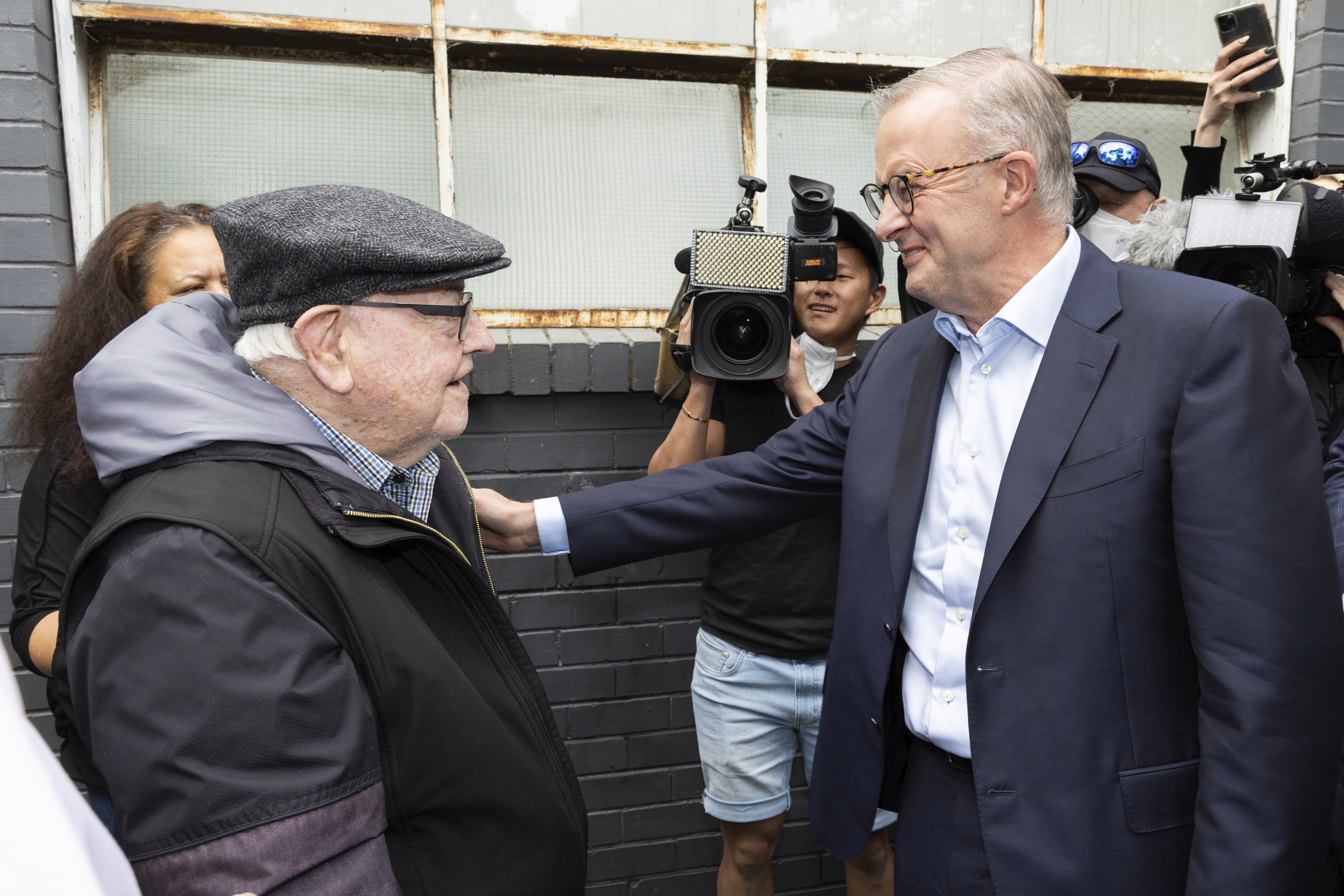 Father Bob Maguire with then-Opposition Leader Anthony Albanese during his election campaign.