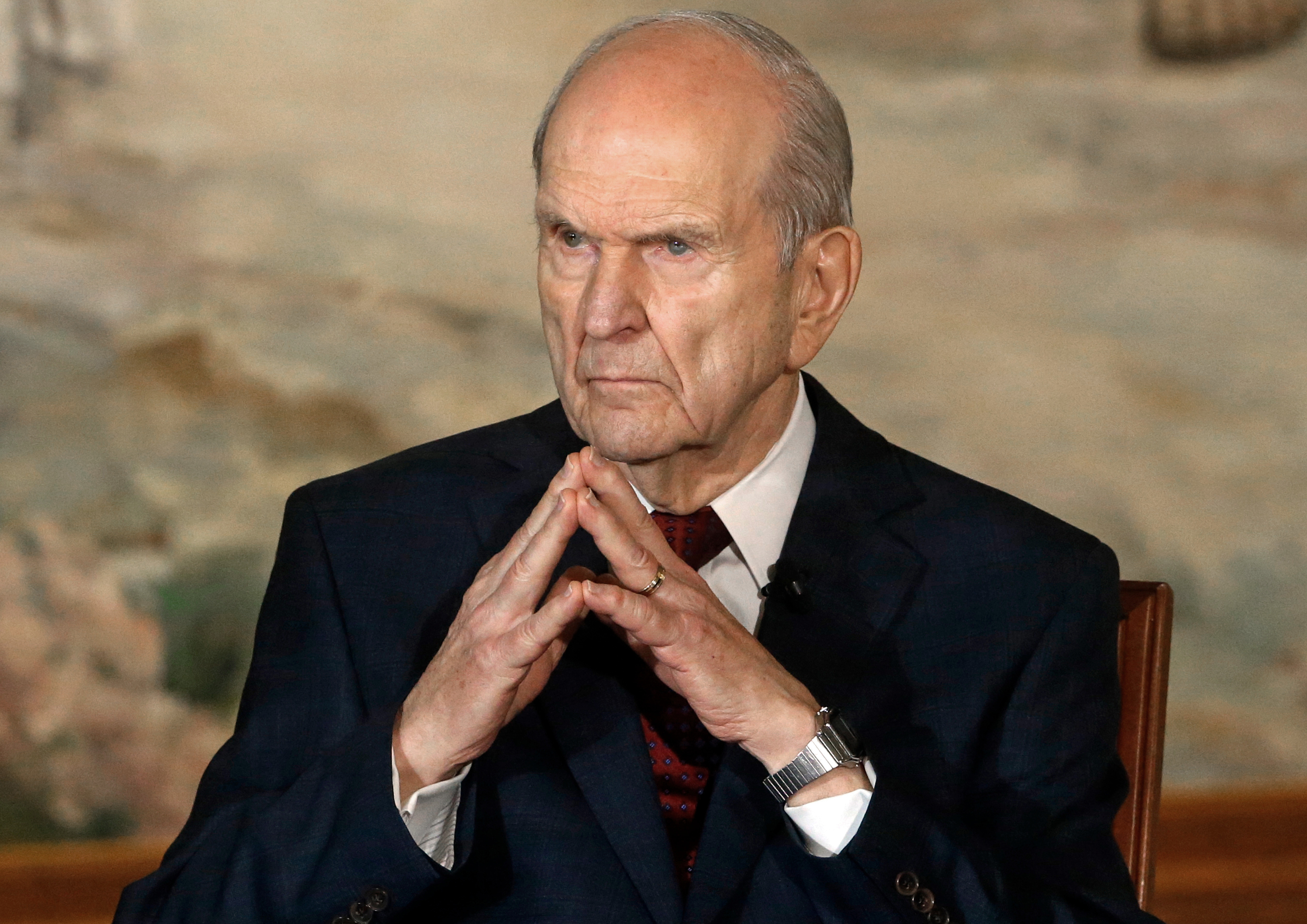 In this 2018 file photo, Church of Jesus Christ of Latter-day Saints President Russell M. Nelson looks on following a news conference, in Salt Lake City.